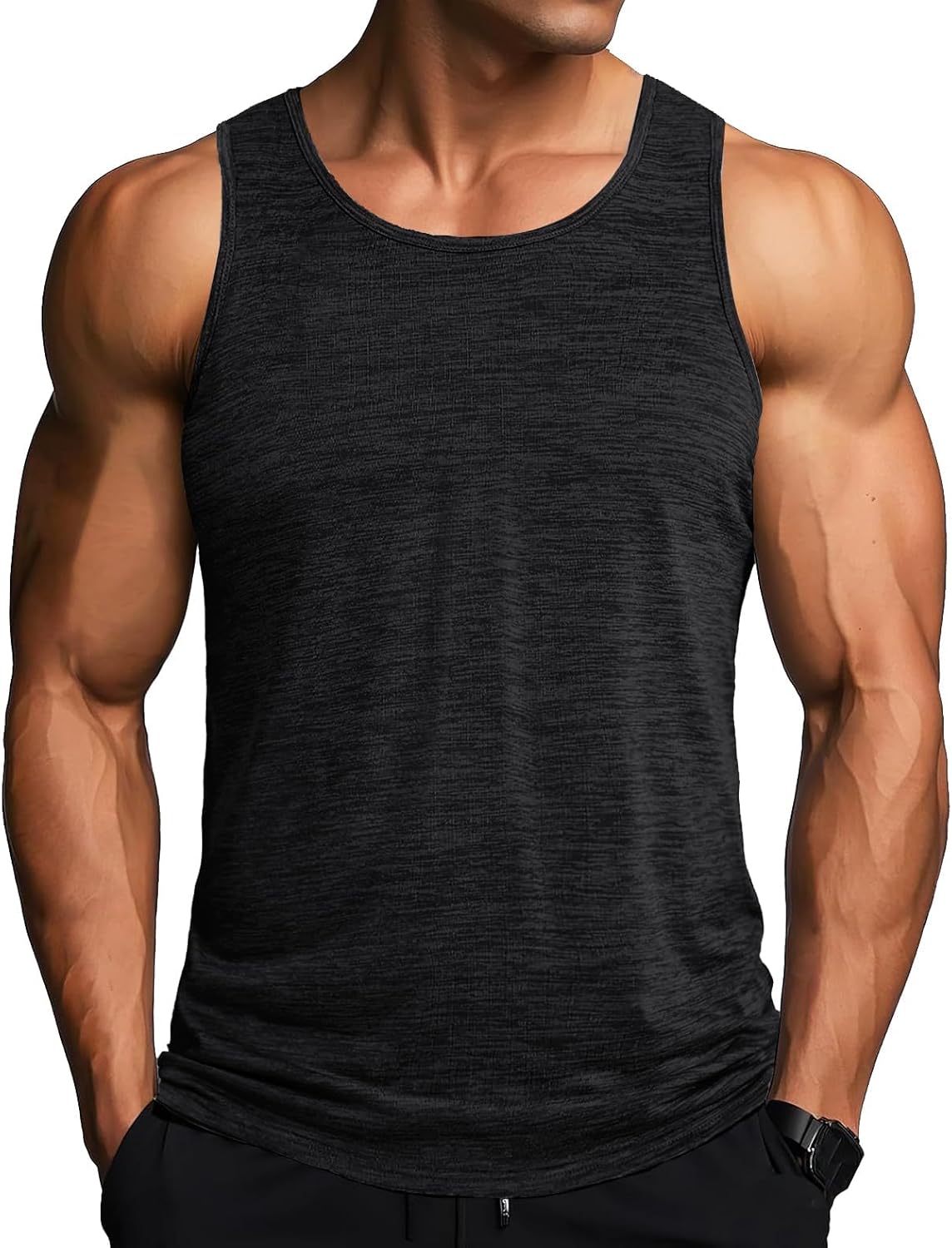 Detalle de MAGCOMSEN Herren Tank Tops – Leichtes, schnelltrocknendes Achselshirt für Laufen & Training