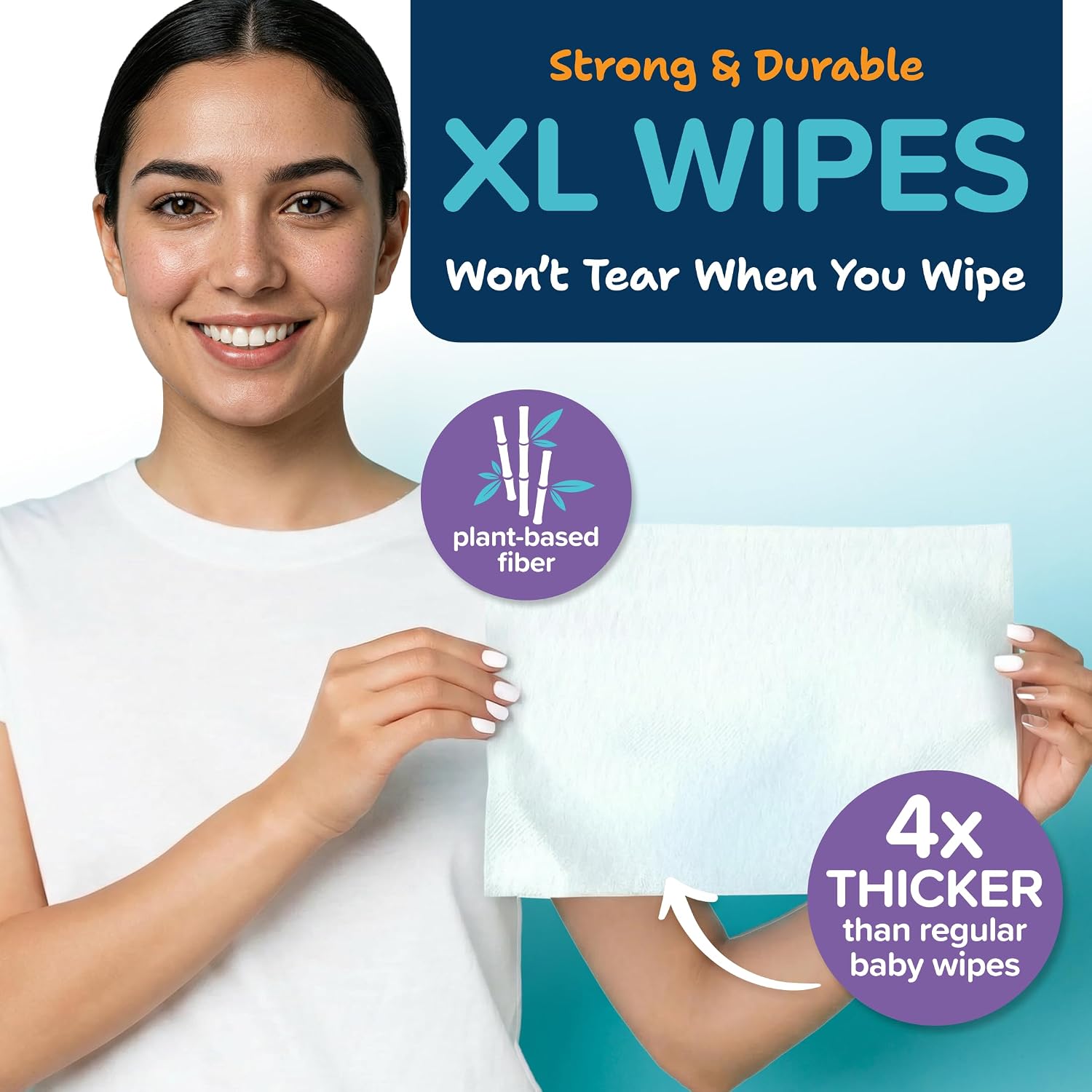 Thumbnail 6 de Bath Body Wipes for Adults, 50 XL Thick Rinse-Free Bamboo Body Wipes