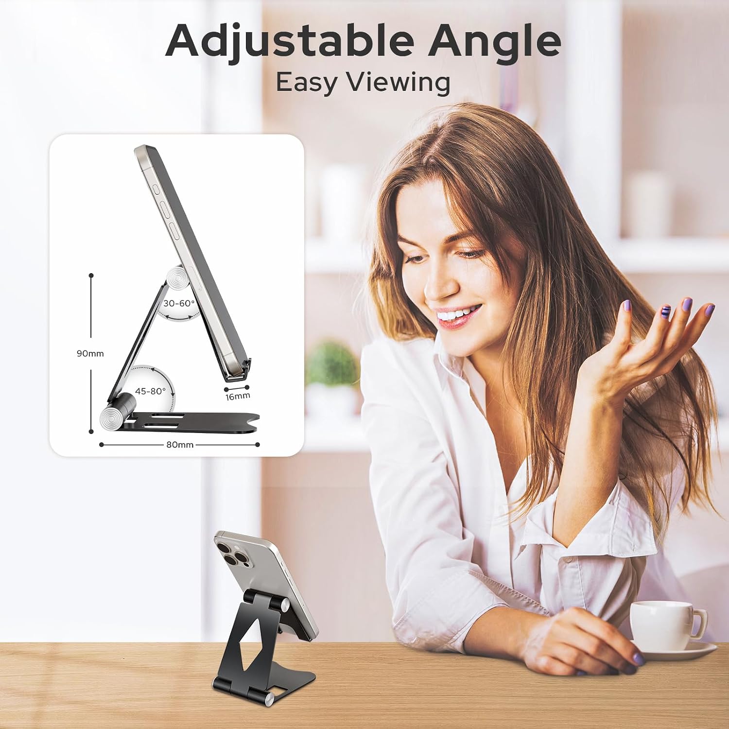 Detalle de Zivacate Foldable Desk Phone Stand, 2 Pack, Adjustable Angle and Height