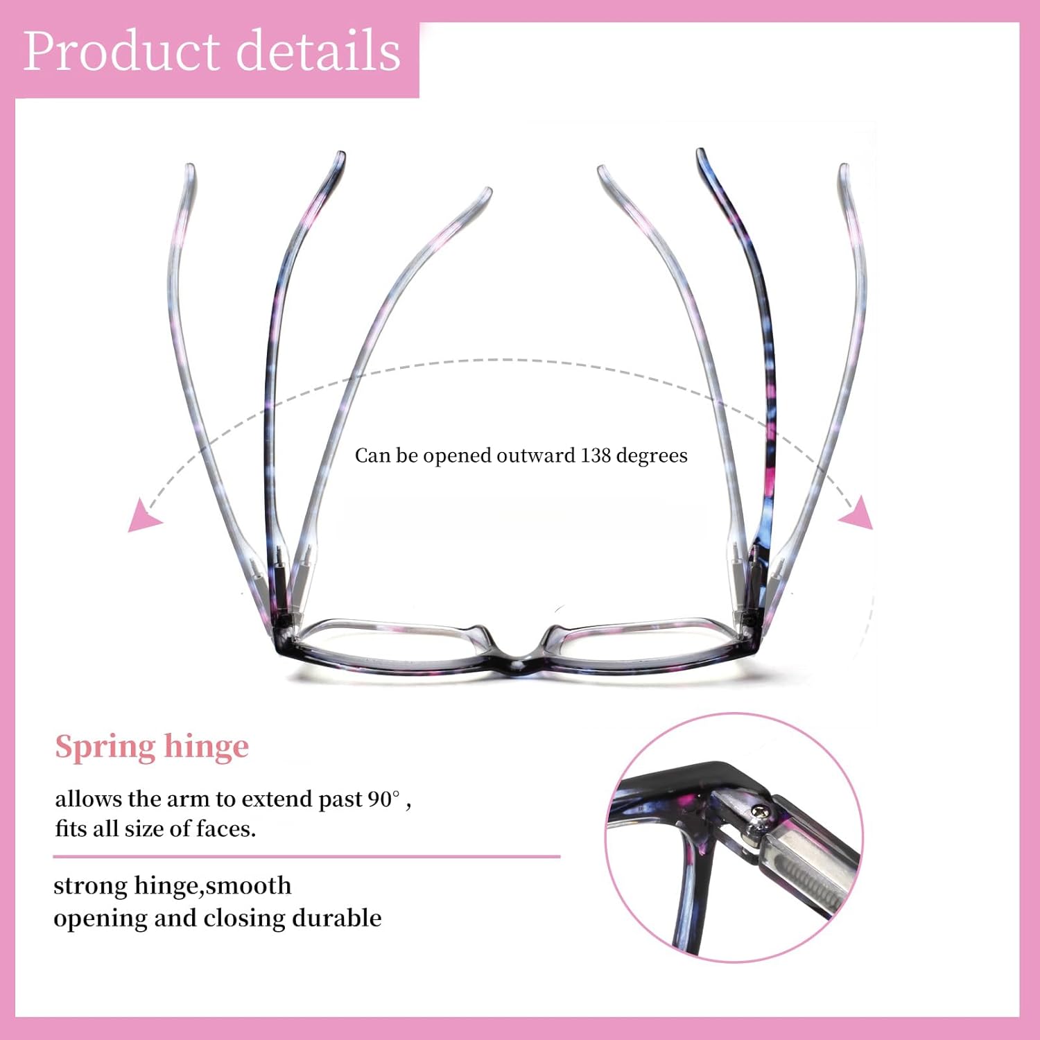 Thumbnail 3 de Kerecsen 5 Pack Ladies Reading Glasses with Blue Light Blocking Lenses (Spring Hinge, Fashion Pattern Frame)