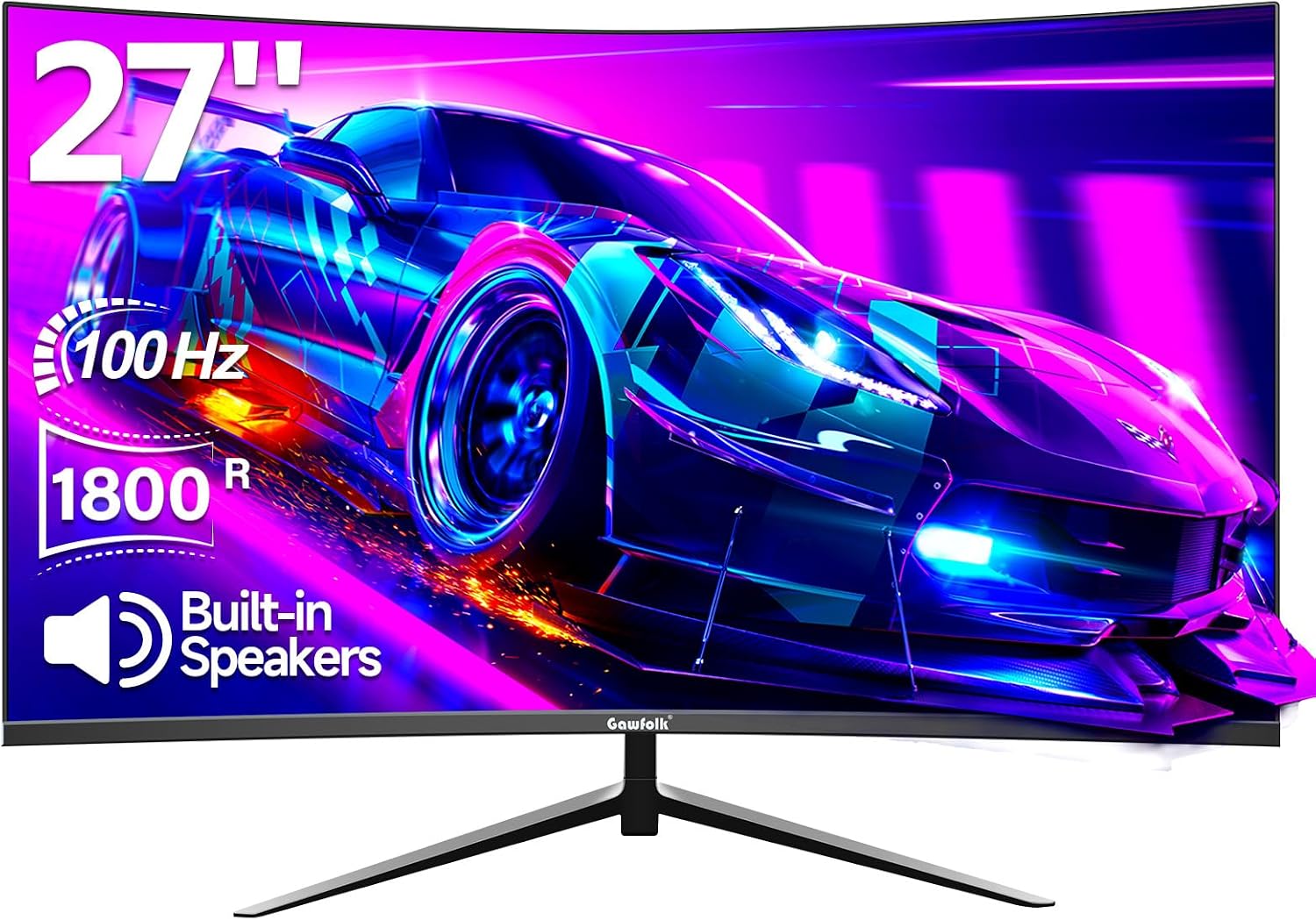 Thumbnail 6 de Gawfolk Curved Monitor 27 Zoll (1800R), 100 Hz mit Lautsprechern, 1080p, VA, HDMI & DP, VESA
