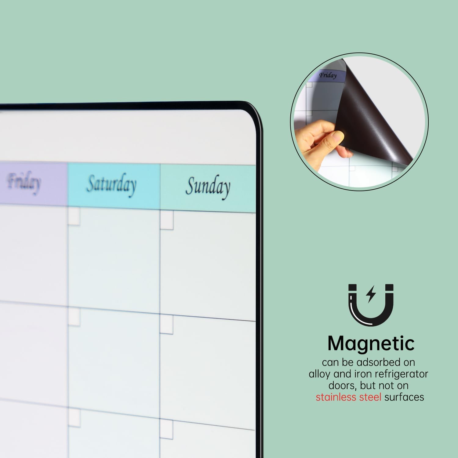 Thumbnail 3 de MCCORL Magnetic Fridge Whiteboard Calendar (Weekly/Monthly Planner) for family reminders