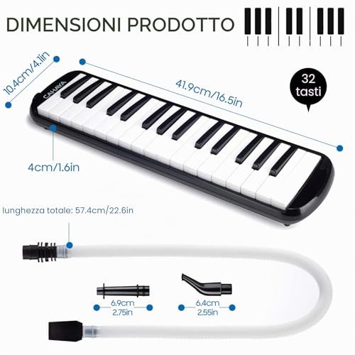 Thumbnail 7 de CAHAYA Pianola Melodica 32 Tasti con Custodia – Bianco/Nero