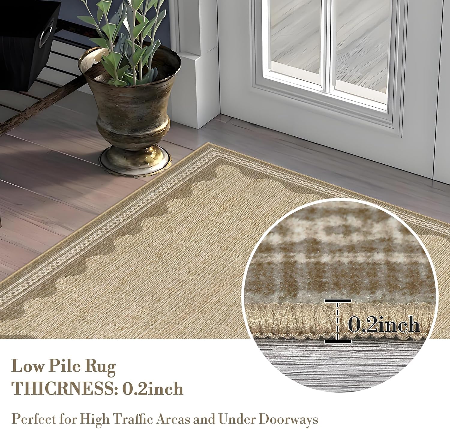 Thumbnail 6 de CAREMEE 5x7 Washable Rug Cream
