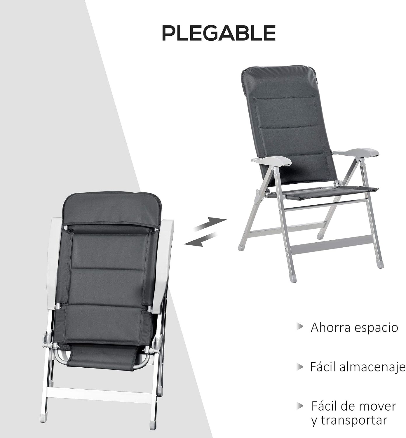 Thumbnail 4 de Outsunny Silla de Jardín plegable 75x61,5x114,5 cm