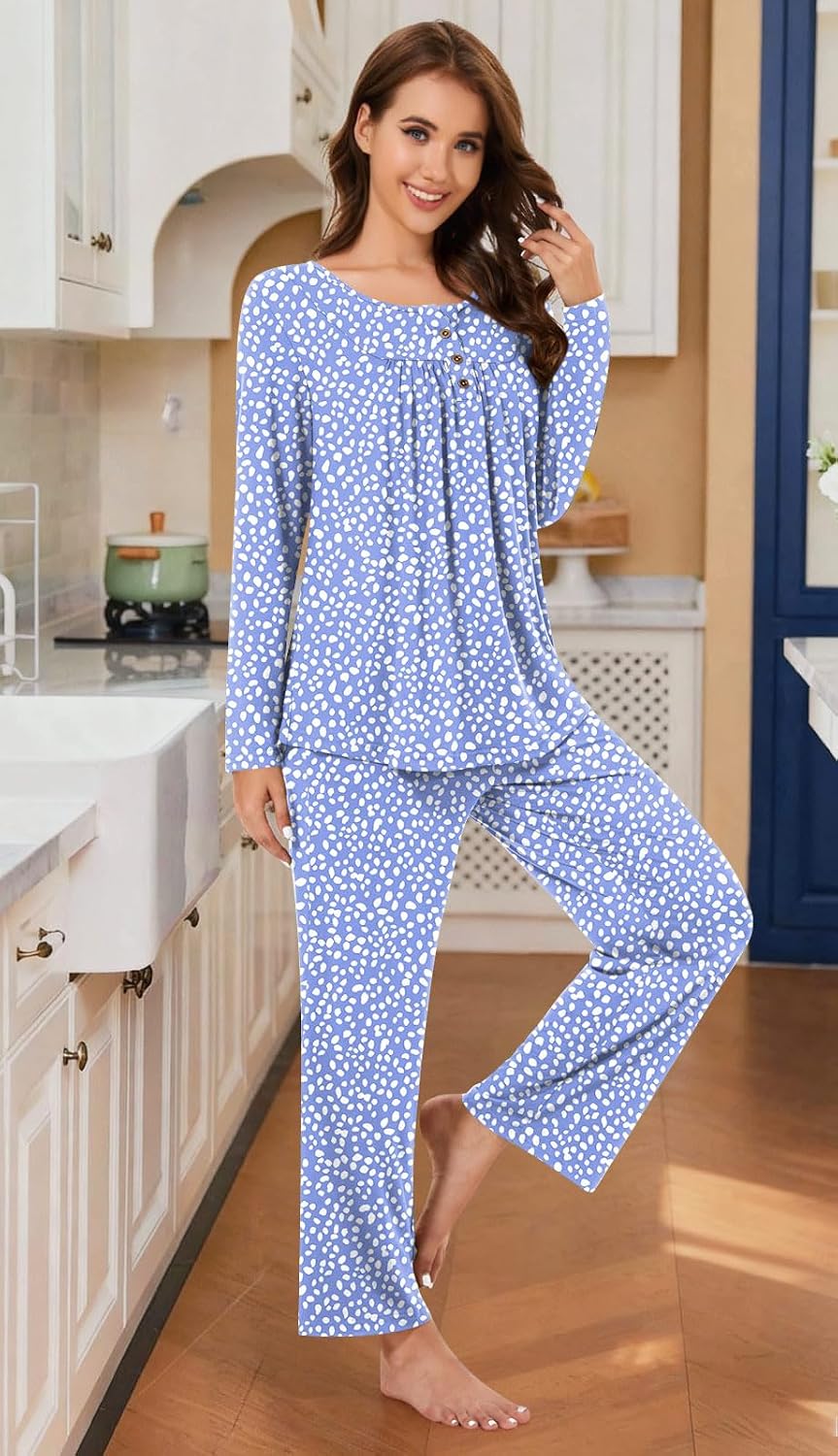 Detalle 2 de Bestbee Women's Pajama Set 2‑Piece, Long Sleeve & Pants