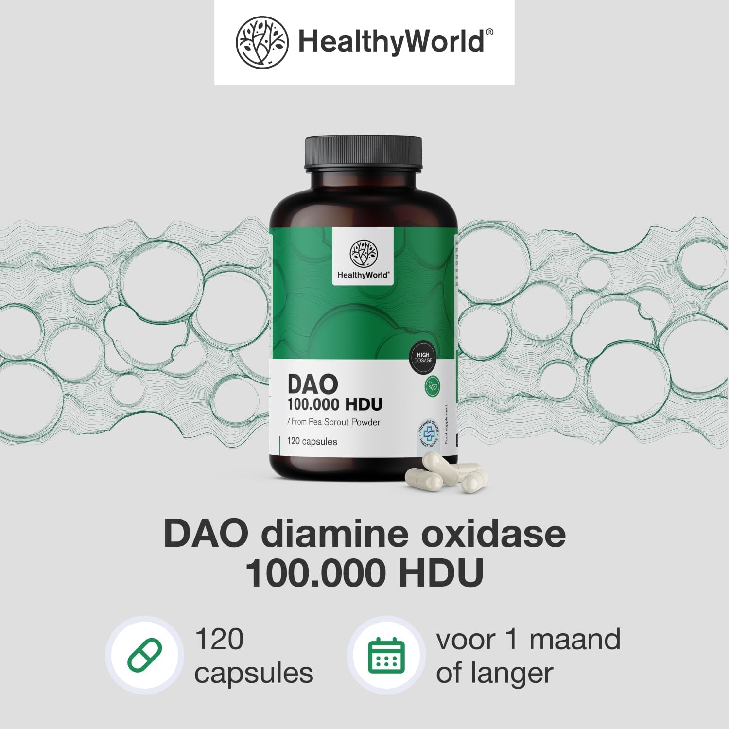 Thumbnail 6 de HealthyWorld DAO Diamine Oxidase-capsules, 100.000 HDU, vegan, 120 stuks