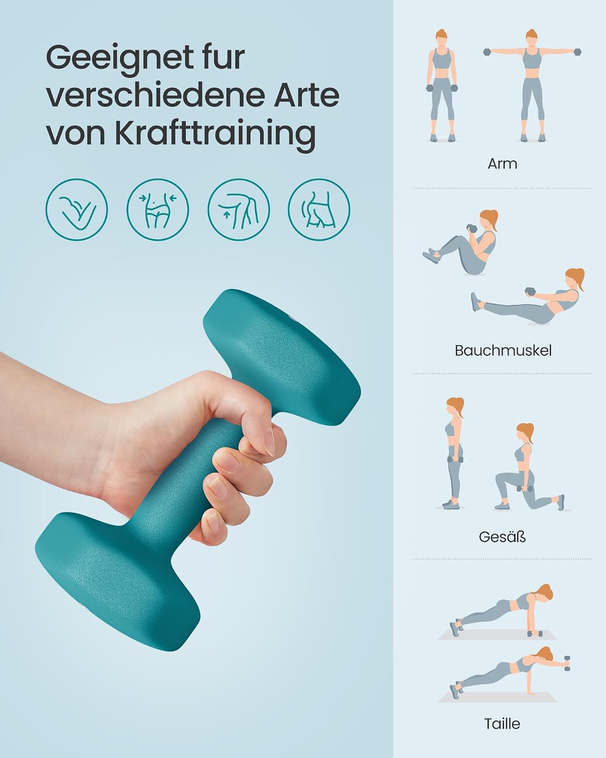 Detalle 2 de SONGMICS Hantel-Set 3 Paar, 1–3 kg, 9 kg oder 12 kg 🏋