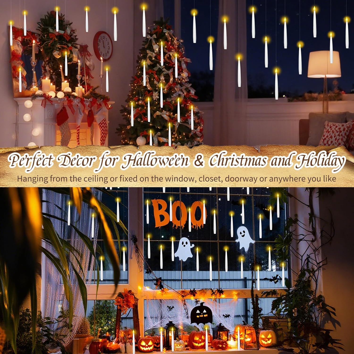 Detalle 2 de Aptliton 24pcs Floating Candles with Wand Remote (Flameless LED) with 6H Timer
