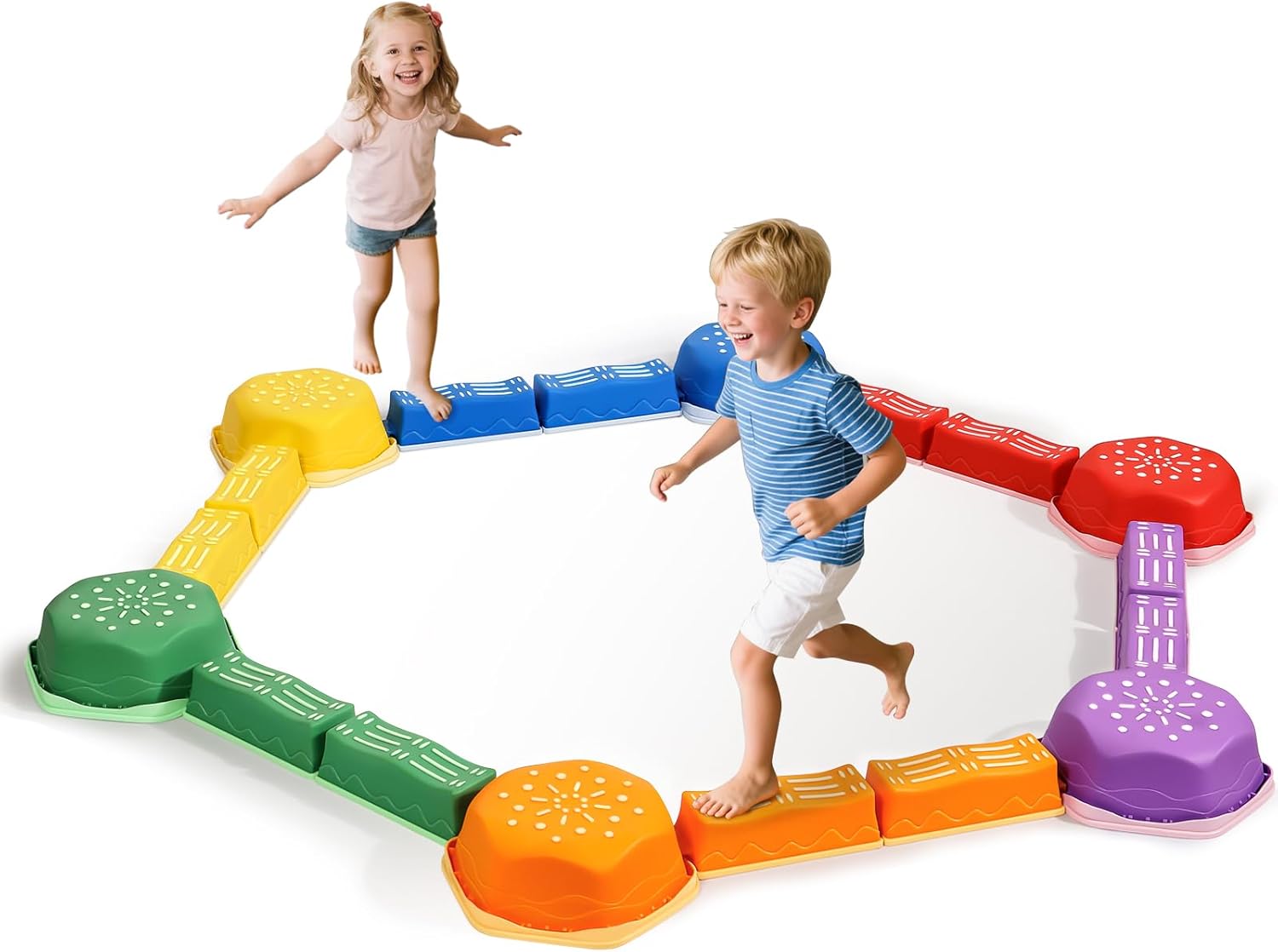 Detalle de HappyField 18-Piece Non-Slip Balance Beam Stepping Stones Set (Stackable Obstacle Course)