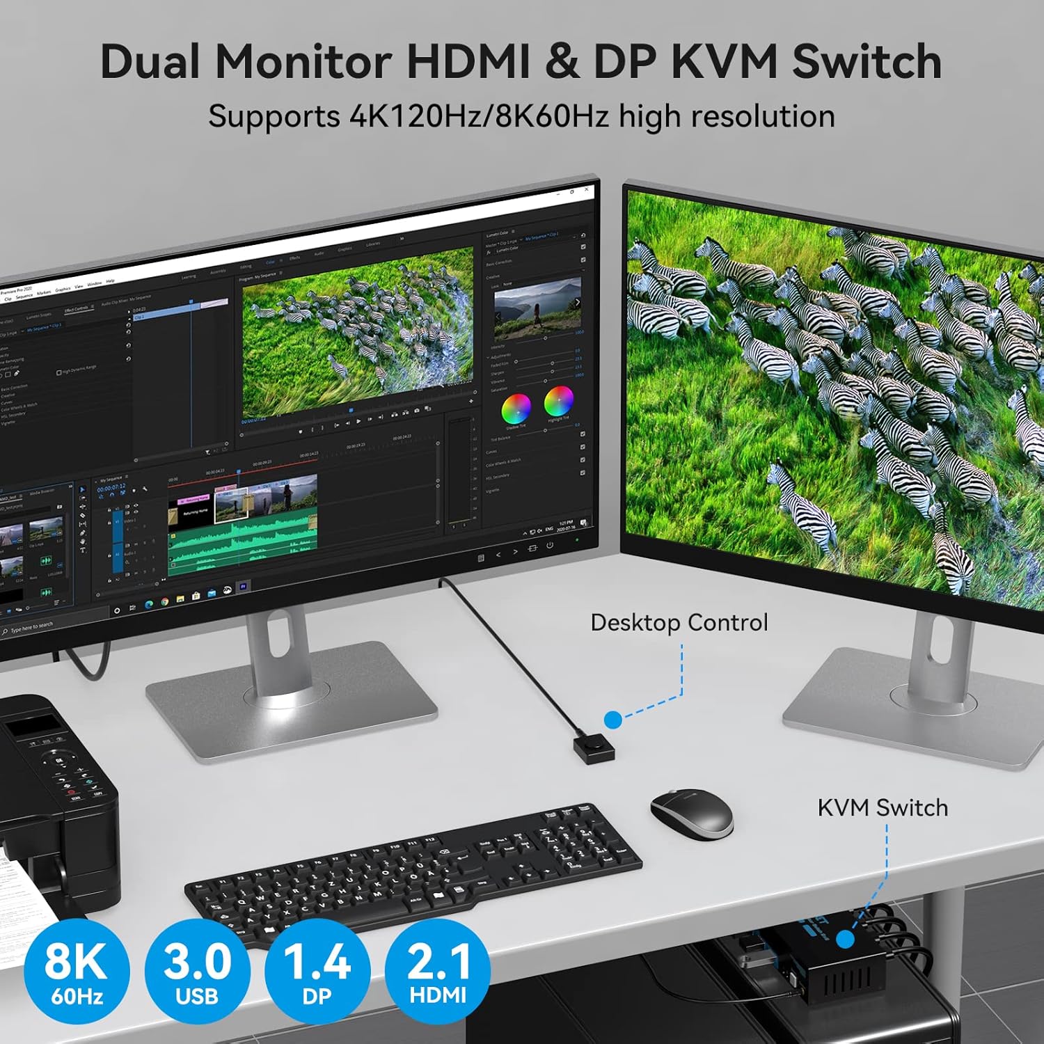 Detalle 2 de CMSTEDCD 8K60Hz Dual Monitor KVM Switch