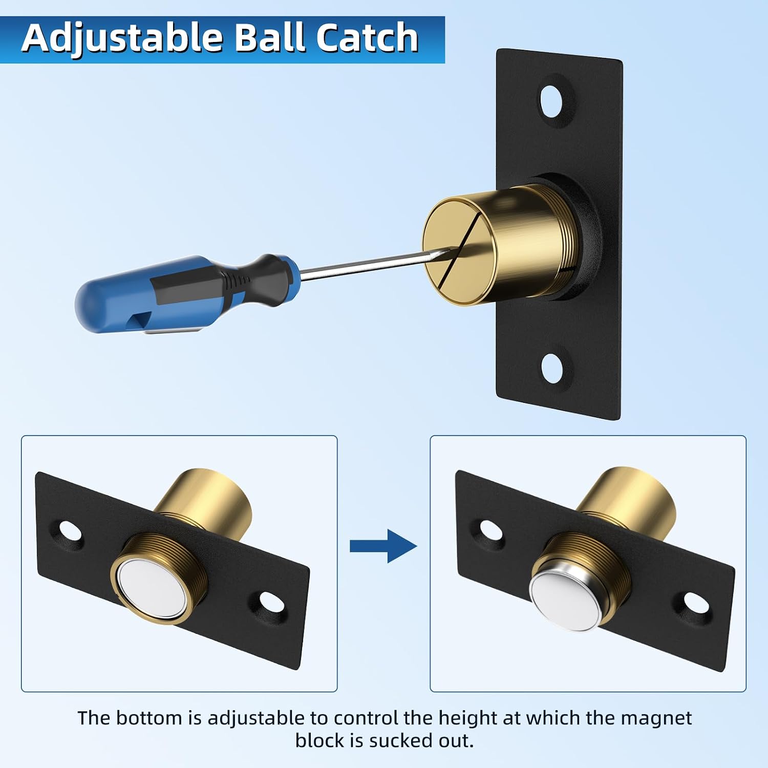 Thumbnail 4 de Closet Door Ball Catch, Magnetic Ball Jiayi 4 Pack – Black, Adjustable Top-of-Door Latch for Invisible Closets and Pantries