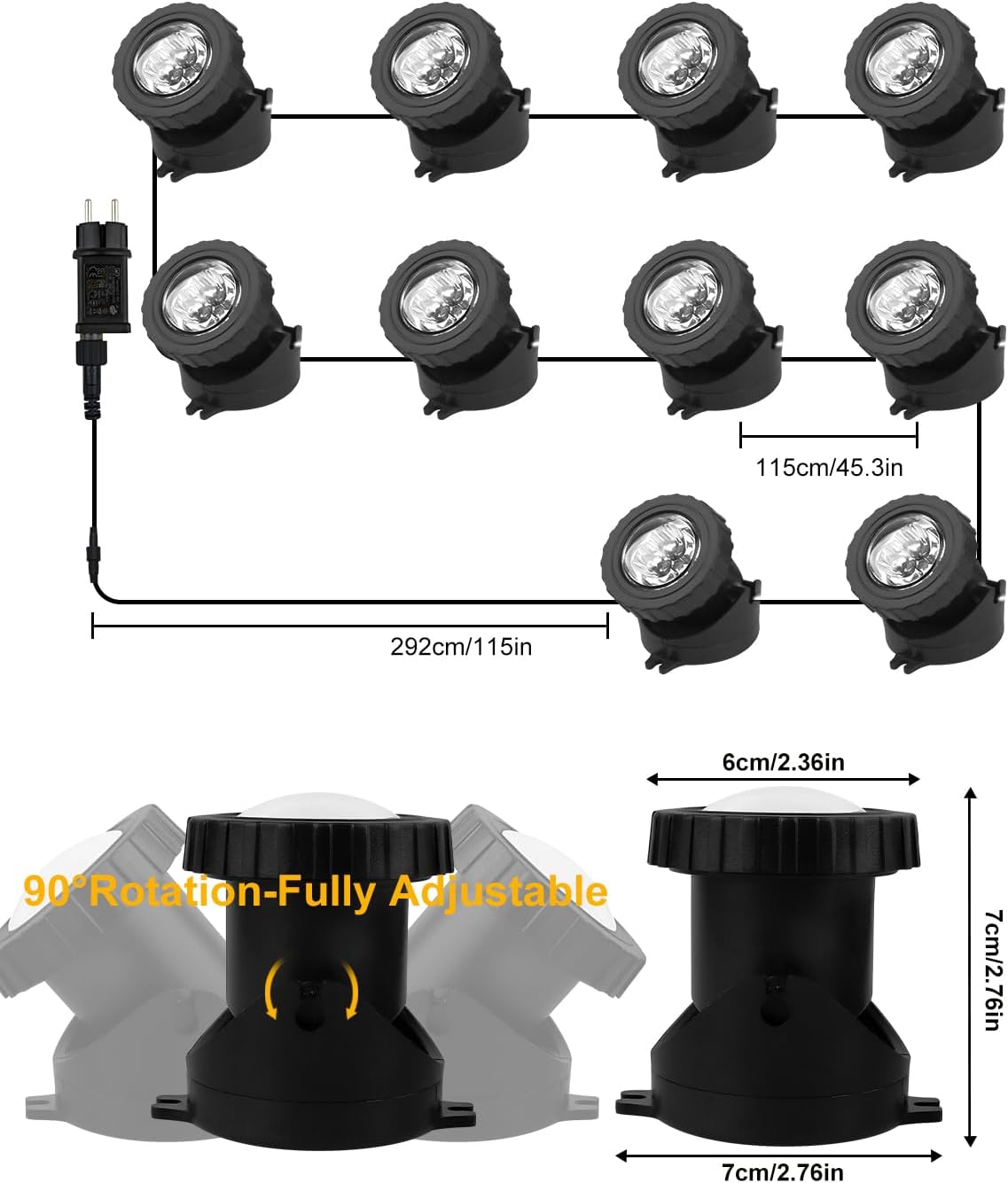 Thumbnail 4 de NATPOW Teichbeleuchtung Unterwasser mit Bluetooth APP – 10 in 1 RGB-Unterwasserlampe