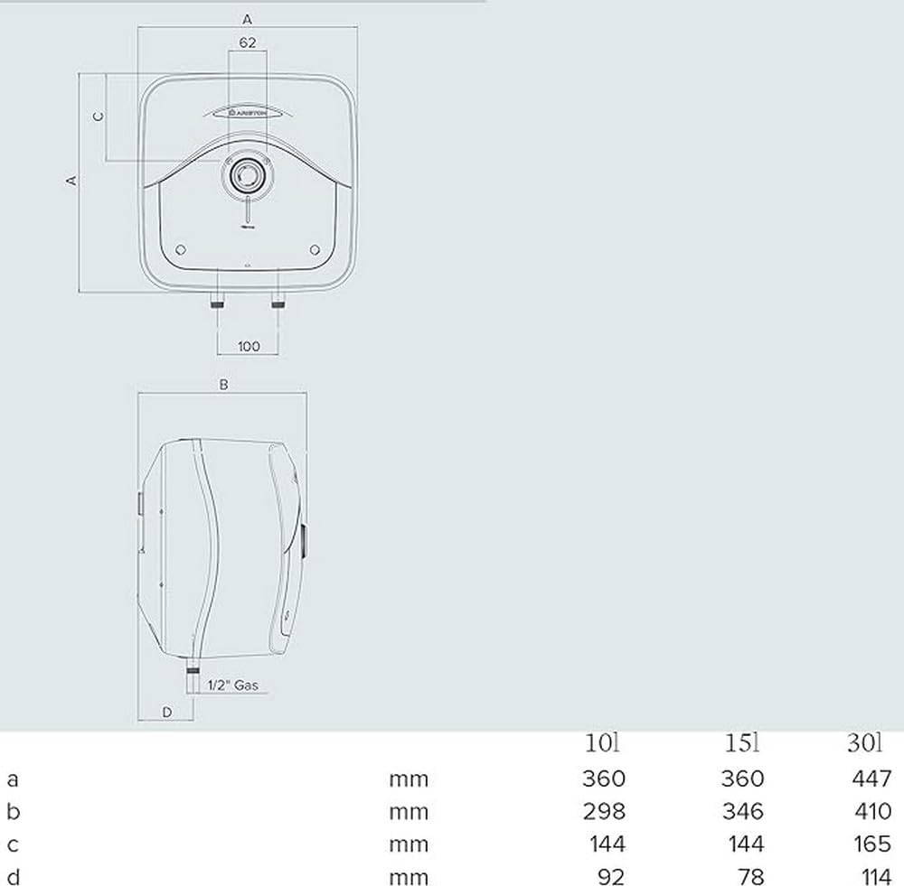Thumbnail 2 de Ariston Dune RS: Scaldabagno Elettrico da 10 L con Display LED e installazione in Italia