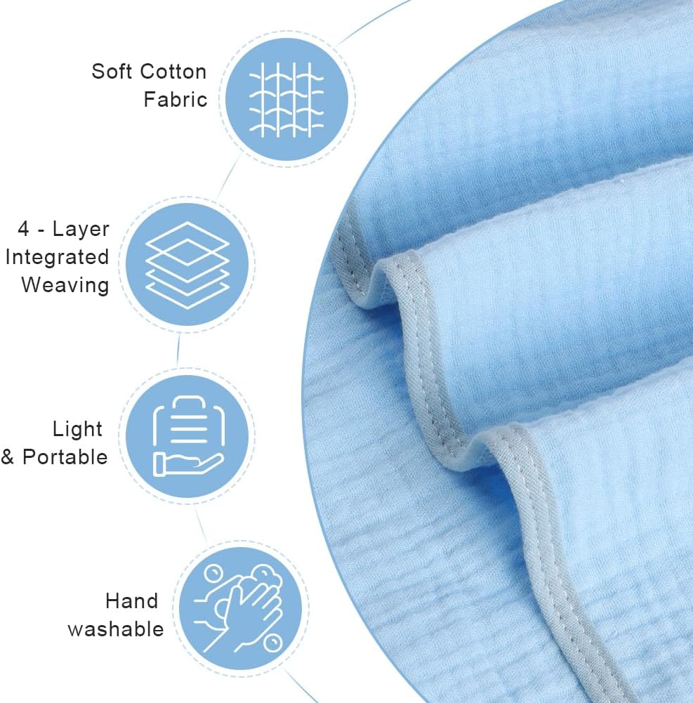 Detalle de Aolso Accappatoio Neonato 80x80 cm in Crêpe con Cappuccio: morbidezza extra e assorbenza per neonati 0–3 anni - Blu