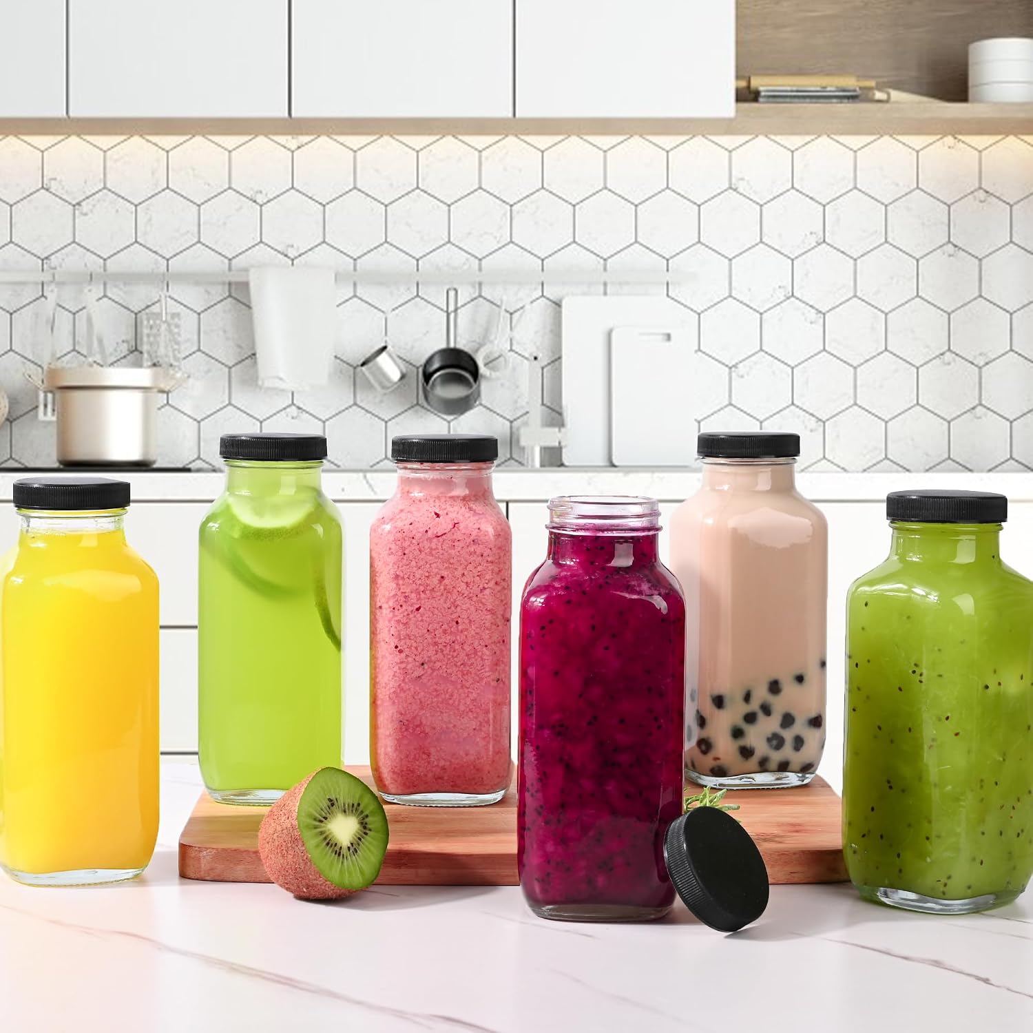 Detalle 2 de Benestanti 10 Pack 16oz Glass Juice Bottles 🧃