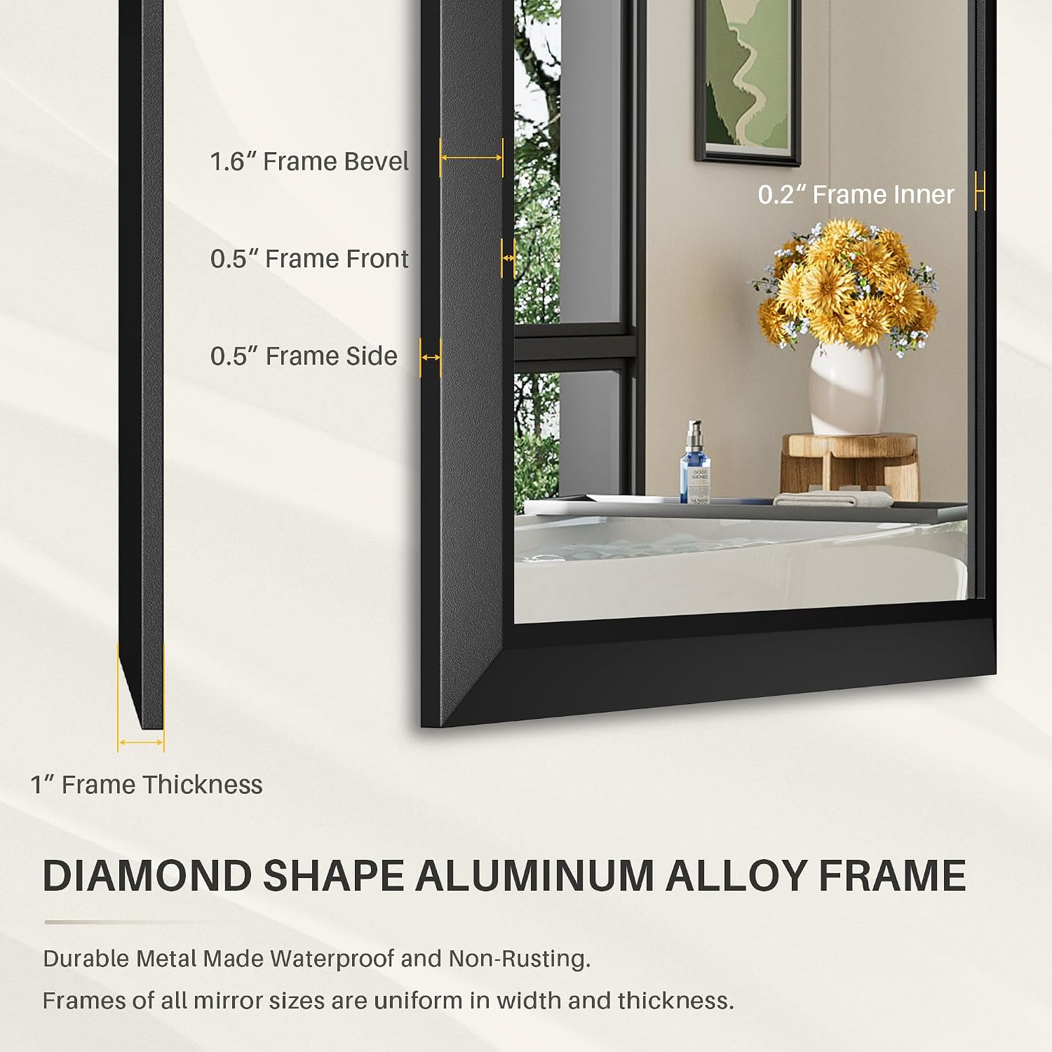 Thumbnail 4 de Briivue 24x32 Inch Black Bathroom Mirror