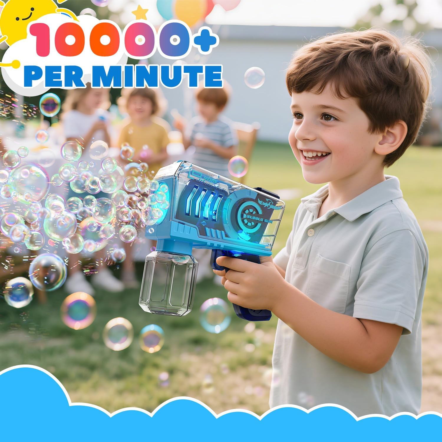 Thumbnail 1 de EagleStone Kids Bubble Gun 2 Pack with LED Lights and 10-Hole Blaster Wands