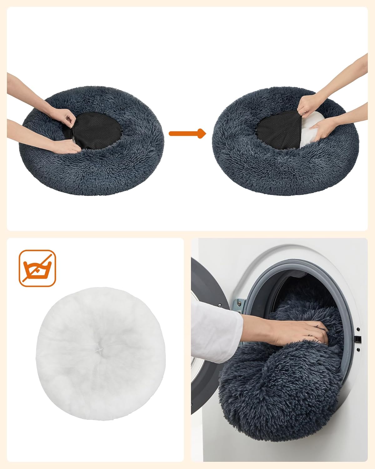 Thumbnail 3 de Feandrea Cuccia per Cani a Ciambella 60 cm, Grigio Scuro