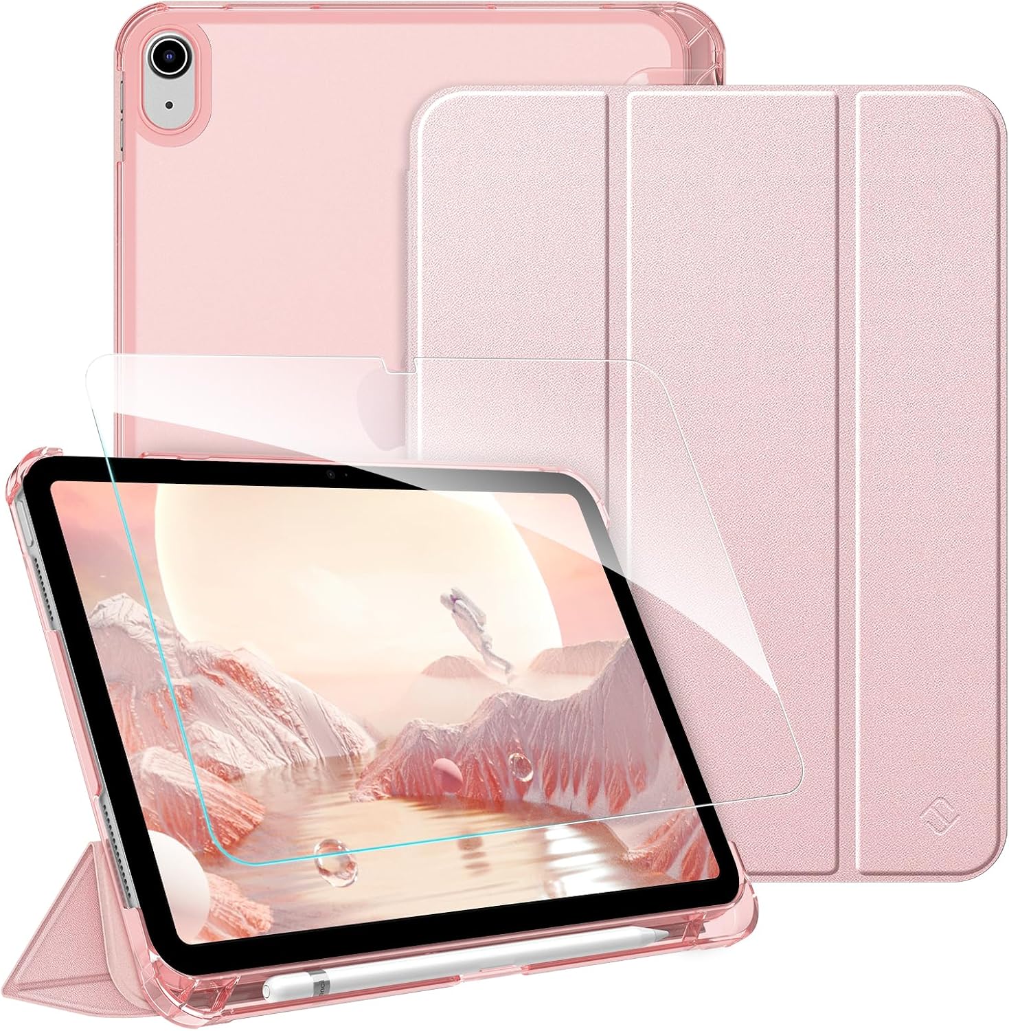Detalle de FINTIE Hülle & Schutzfolie-Set für iPad A16 11./10. Generation – Roségold, 11/10,9 Zoll