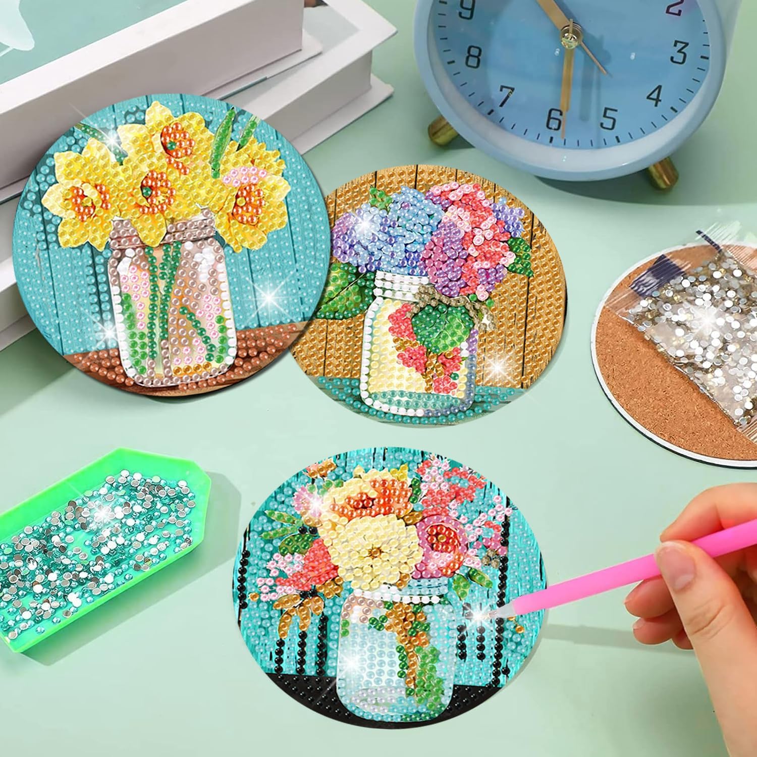 Detalle de Mrpwnle Diamond Art Coaster Kit, 8-Piece Set