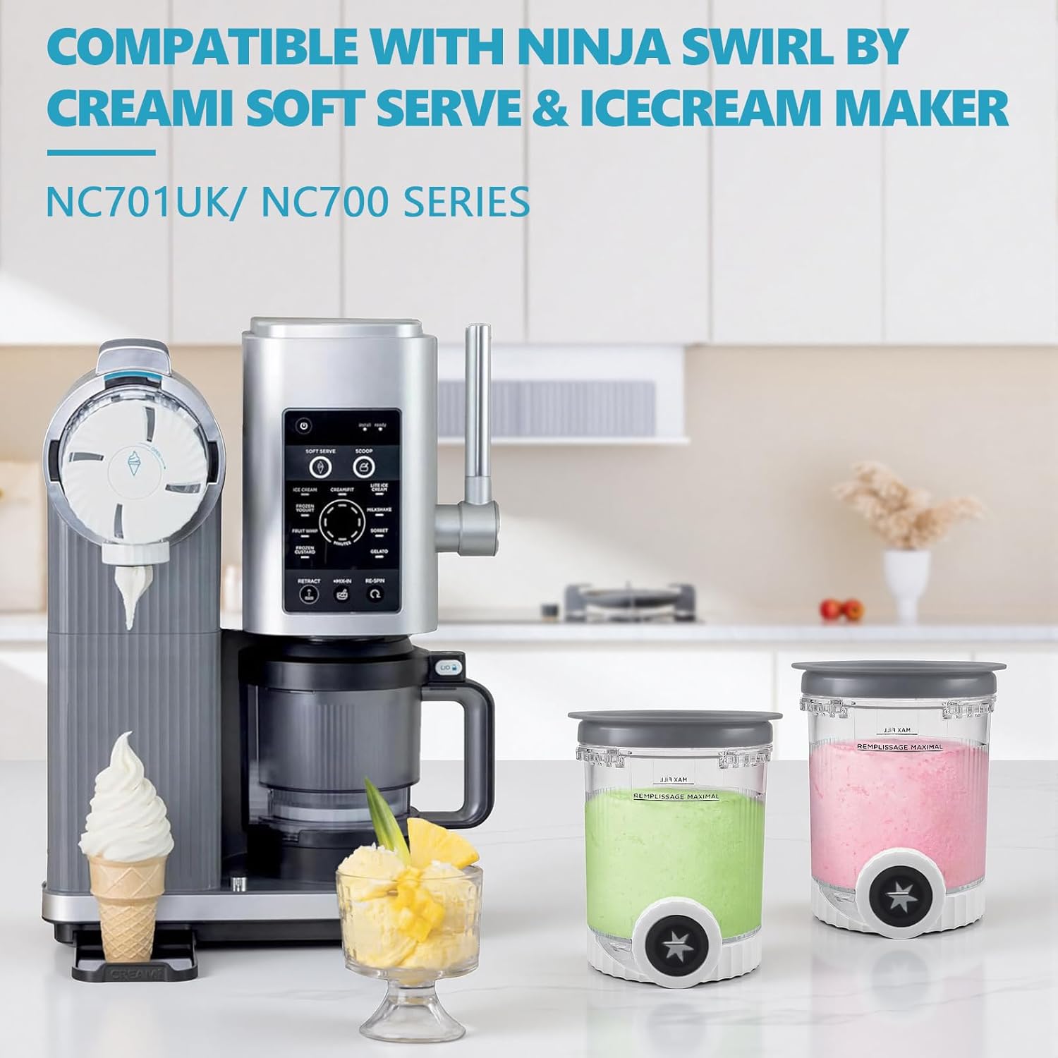 Thumbnail 1 de Nepfaivy Ice Cream Tubs for Ninja Swirl – 2 Pack Creami Tubs
