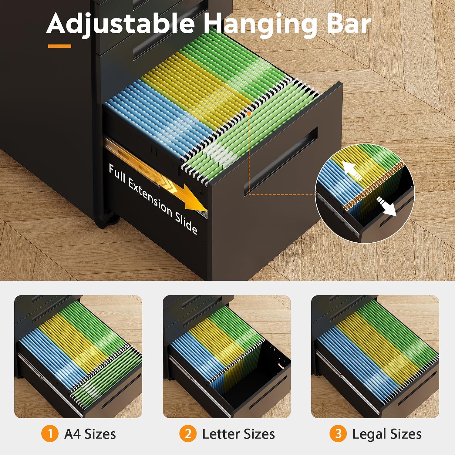 Thumbnail 3 de DEVAISE Mobile File Cabinet, 3 Drawers