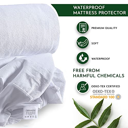 Detalle de Caroline Shatuik 100% Waterproof Mattress Protector – Double, 137x190cm with Extra Deep 30cm Skirt