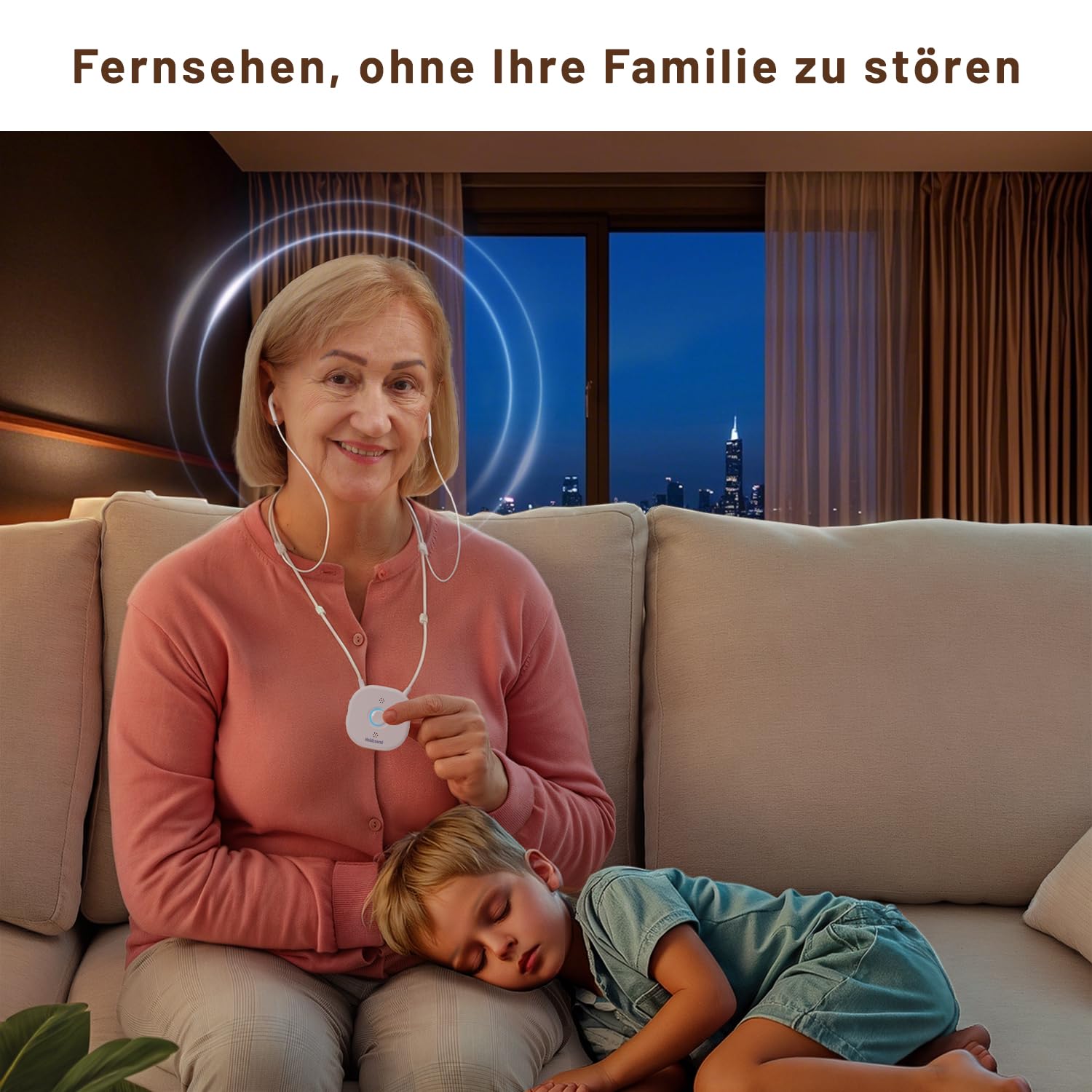 Thumbnail 2 de Holdsound Funkkopfhörer Kabellos für TV (Milchweiß) – Bluetooth-freies System mit USB-Sender, 30 m Reichweite, 15 Std Laufzeit