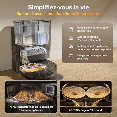Detalle de roborock Qrevo S Pro Set : Robot aspirateur laveur anti-enchevêtres et station tout-en-un