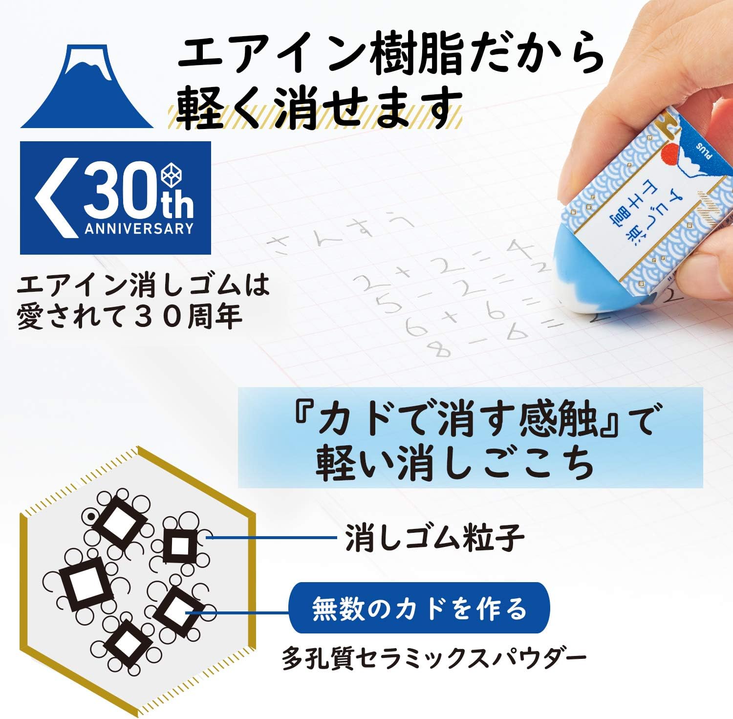 Thumbnail 5 de プラス ER-100AIF 富士山消しゴム 和 青富士 12個セット、エアイン・和柄6種
