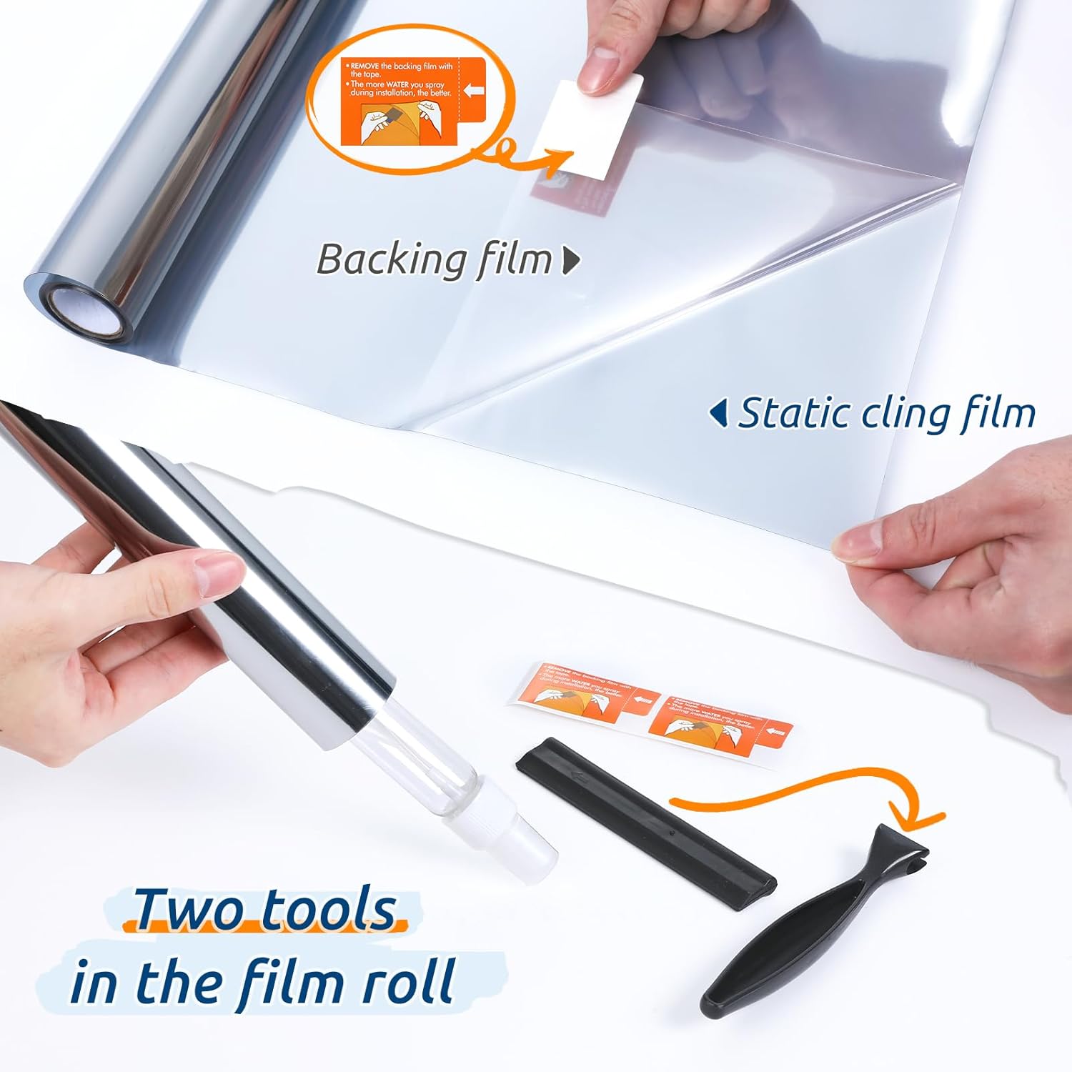 Thumbnail 6 de rabbitgoo Heat Reflective Window Film Privacy Film (Silver) 44.5×200cm with Tools