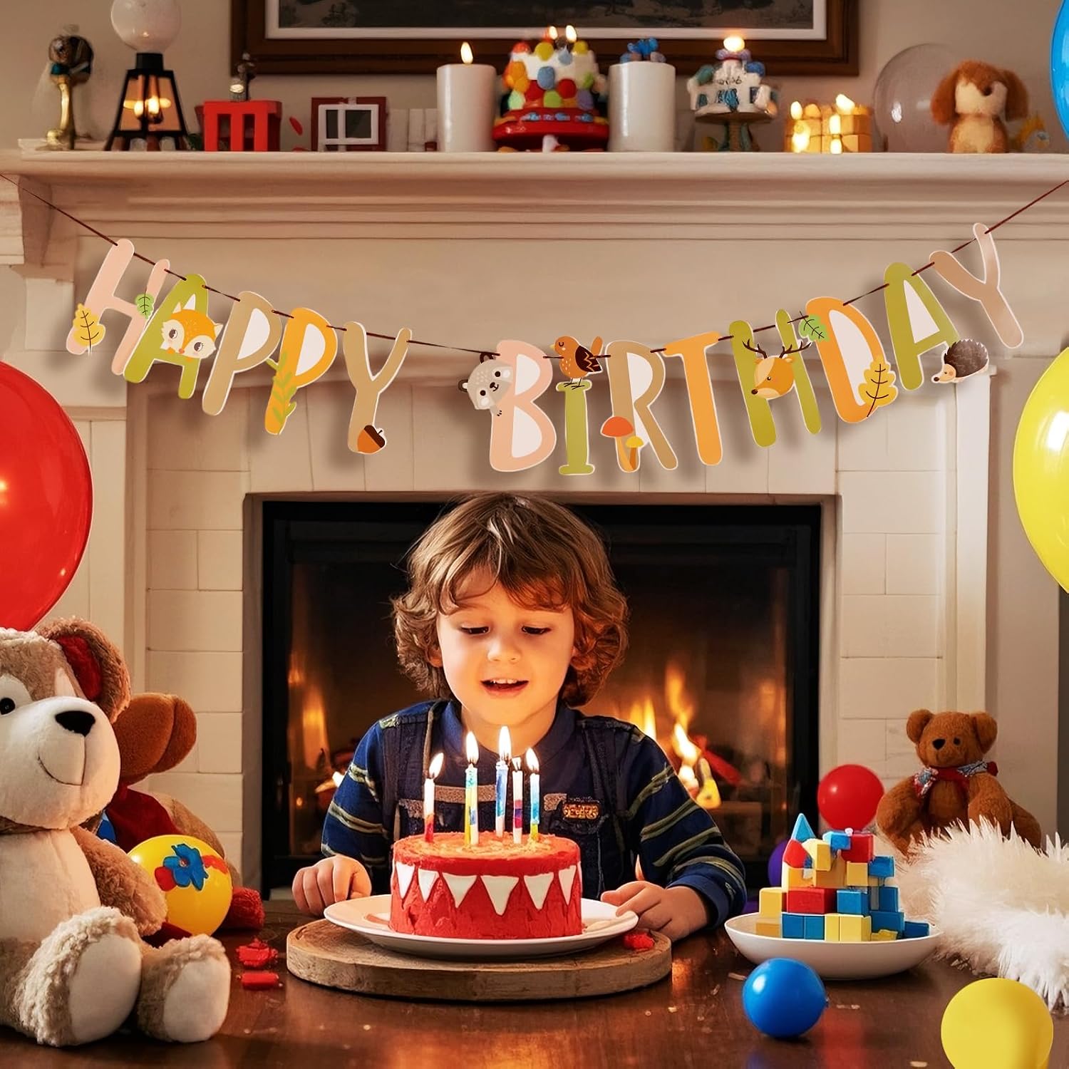 Thumbnail 3 de SUNBEAUTY Cartoon Happy Birthday Banner – Dschungel Safari Girlande für Kindergeburtstag