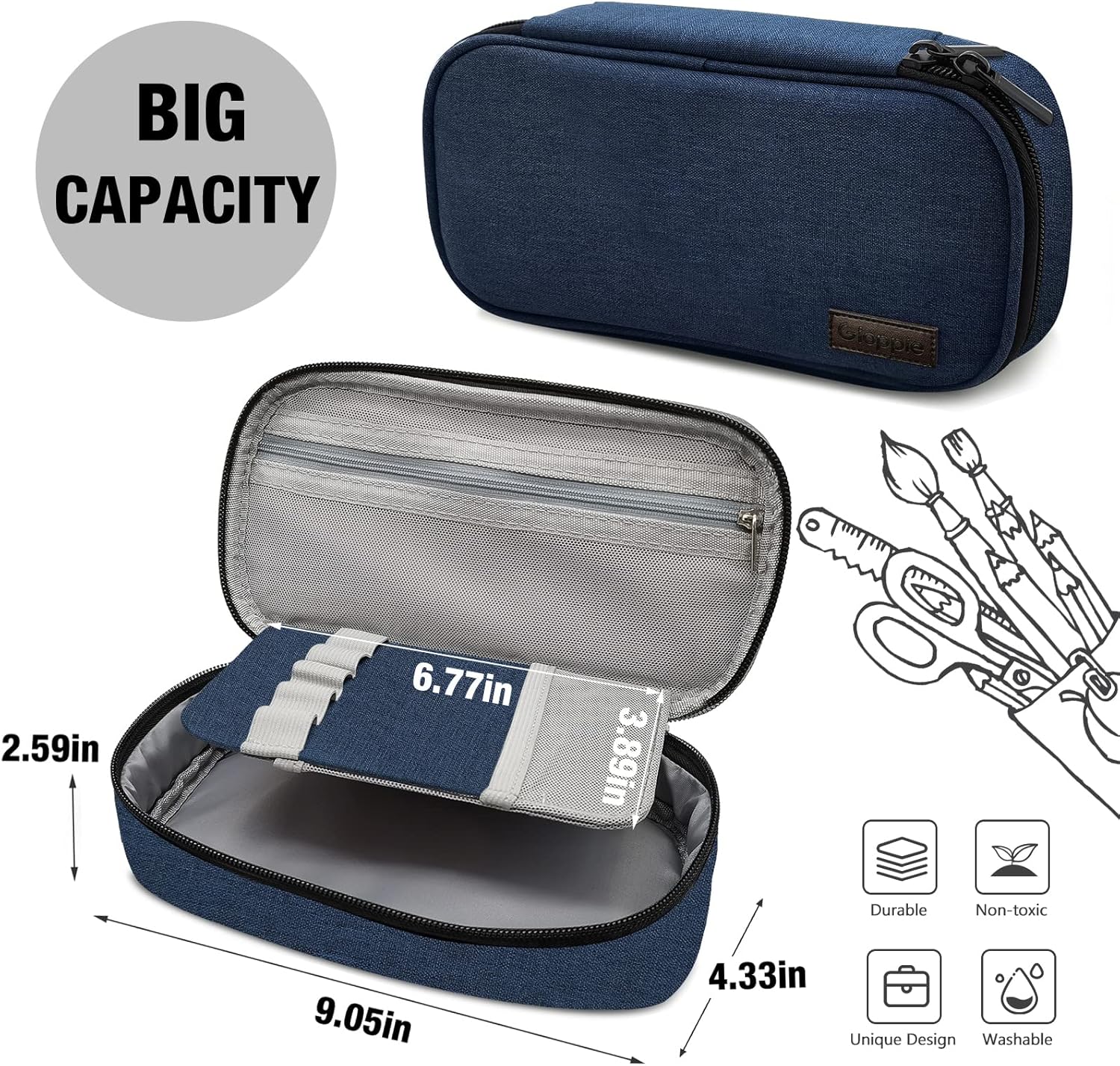 Detalle de Gloppie Big Pencil Case Pouch 50 pens