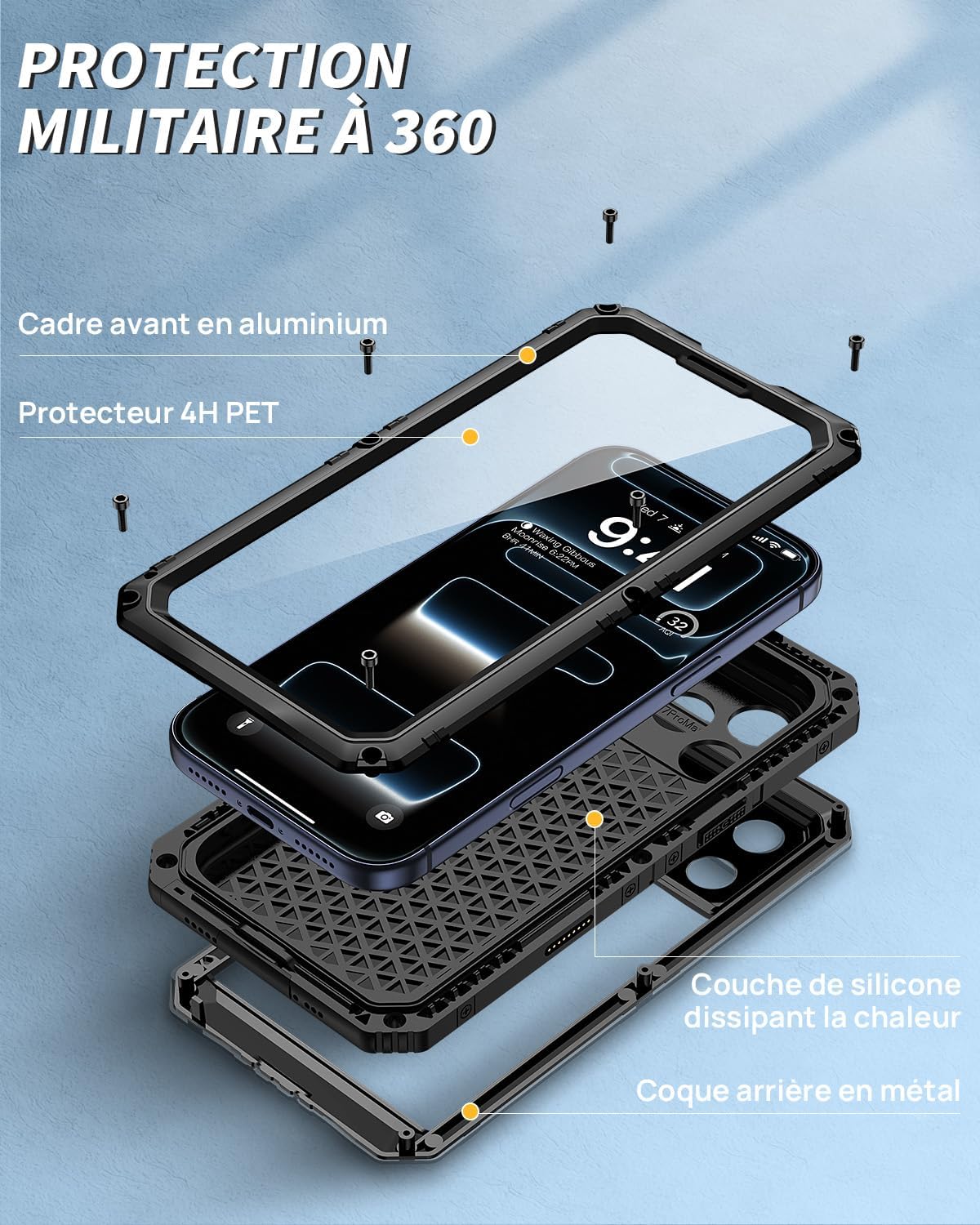 Thumbnail 2 de Seacosmo Coque pour iPhone 17 Pro – Étanche IP68, protection 360° avec écran intégré, noir