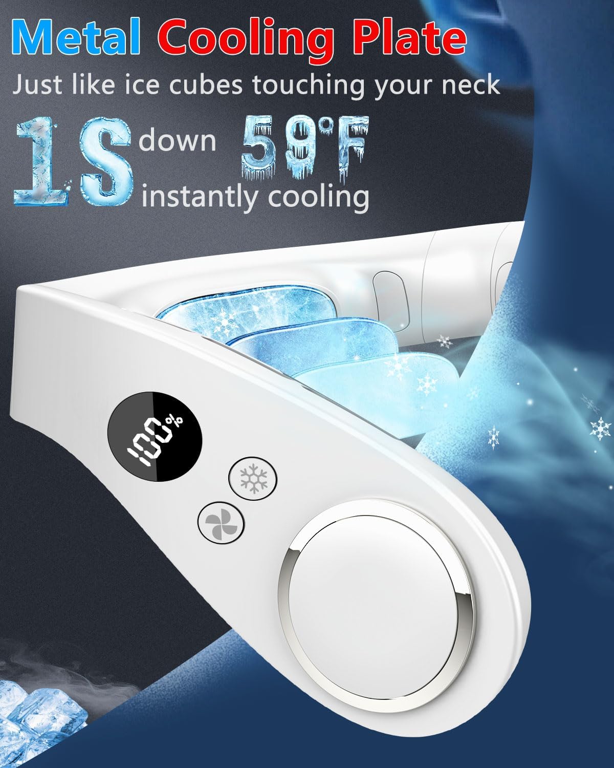 Thumbnail 1 de KJXIC Neck Fan with Cooling Plate: 5-Stage Turbo Cooling, 5500mAh, 30-35dB Quiet Wearable AC Cooler