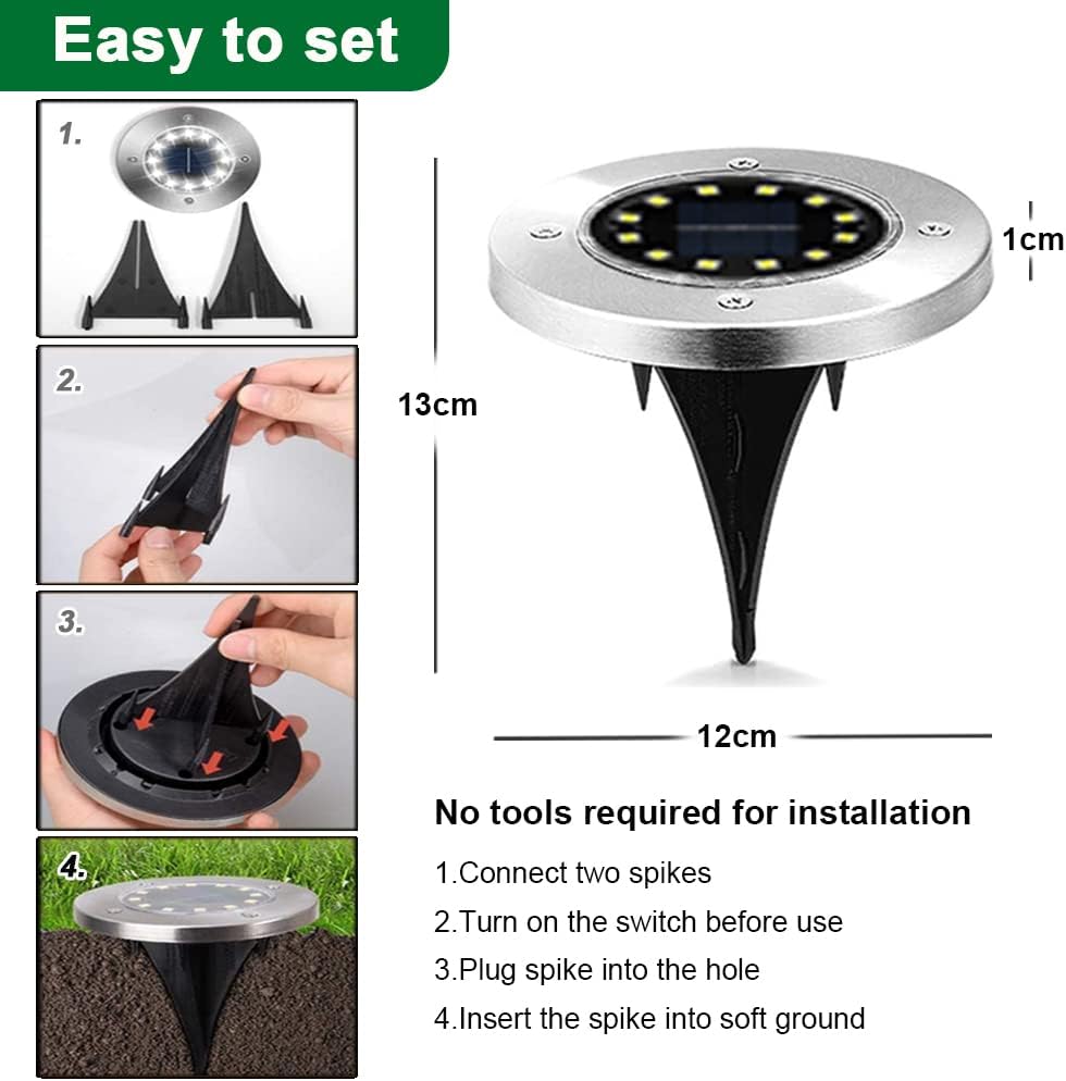 Thumbnail 6 de Bowfar 12er Set Solar-Bodenleuchten für außen mit 12 LEDs, 3.000 K und IP65