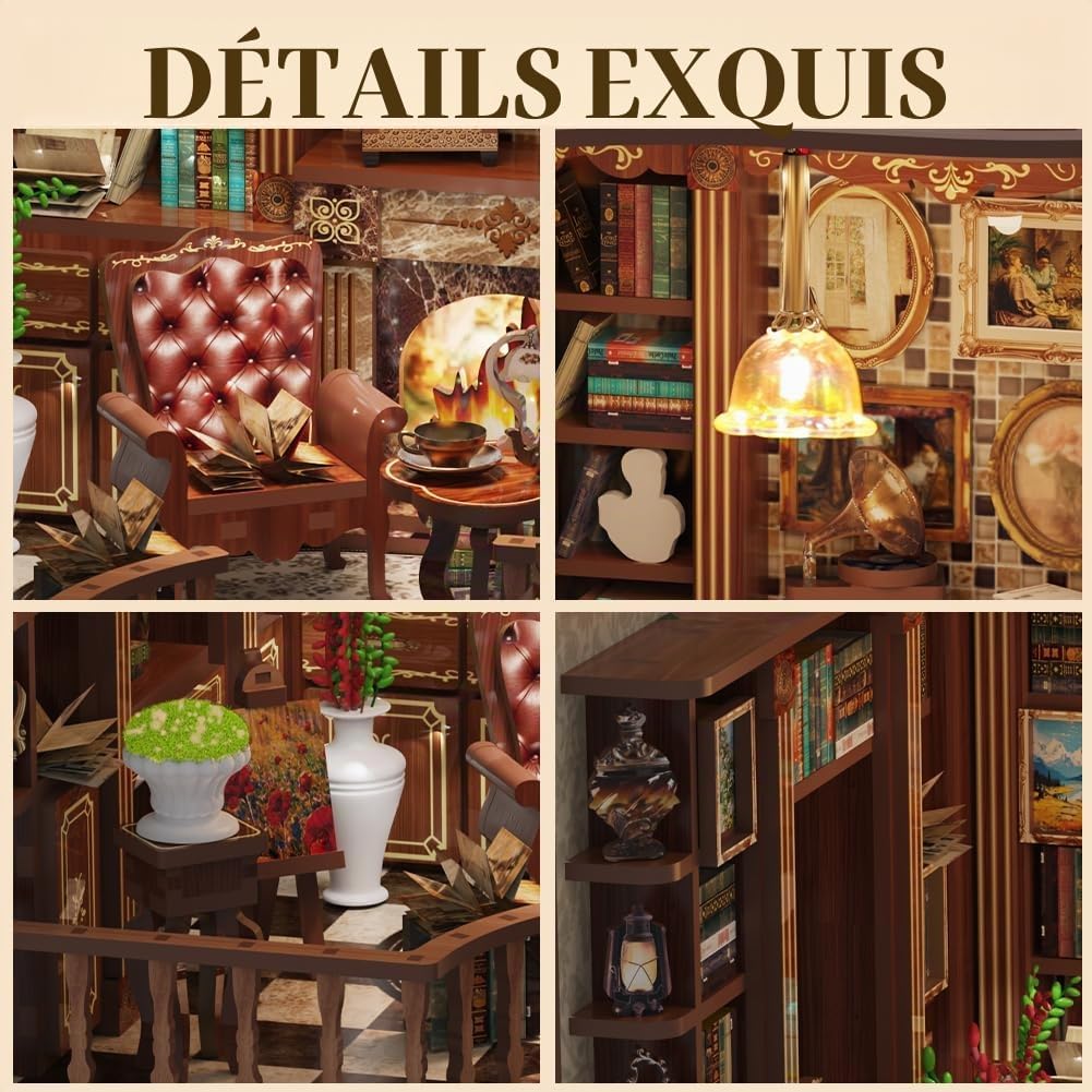 Thumbnail 4 de Aolso AW02-001 Book Nook bouwset met 248 houten onderdelen en ledverlichting