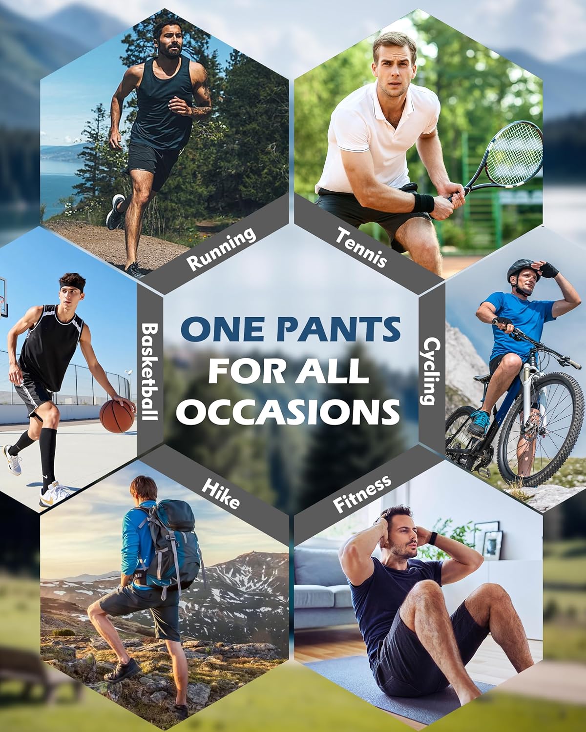 Thumbnail 4 de Zoofly 3er Pack Sportshorts Herren – Kurze Sommer-Shorts mit Reißverschlusstaschen