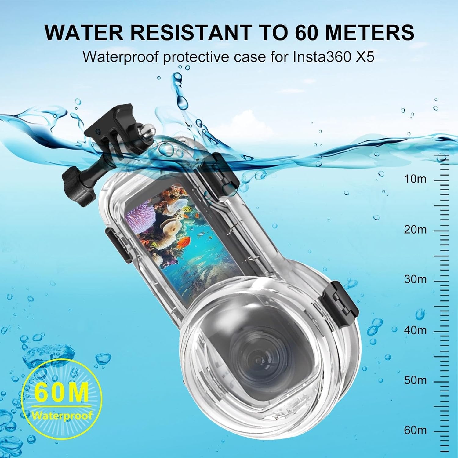 Detalle 2 de PULUZ Waterproof Case for Insta360 X5 60M