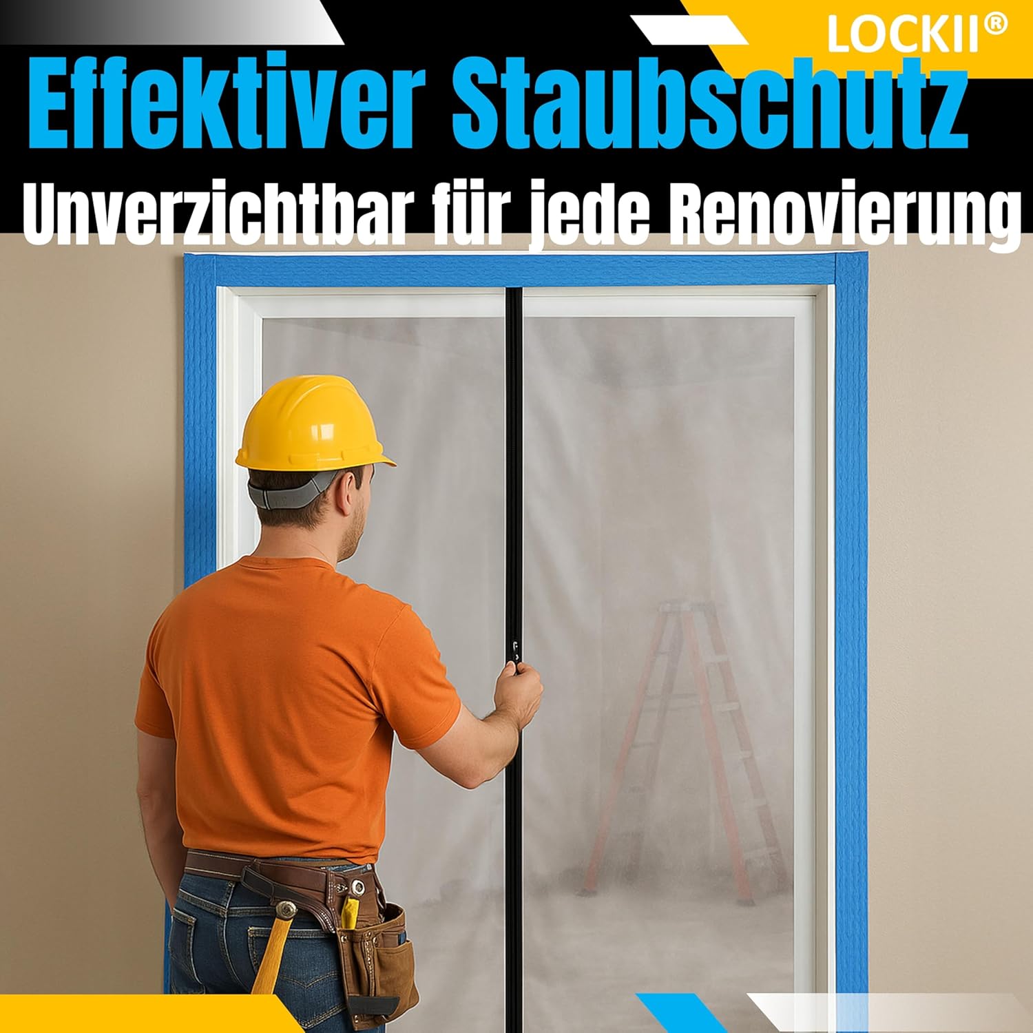 Thumbnail 3 de LOCKII® 2x Staubschutztür mit Reißverschluss (1,20 x 2,20 m) – extra starkes HDPE, wasserdicht & staubdicht