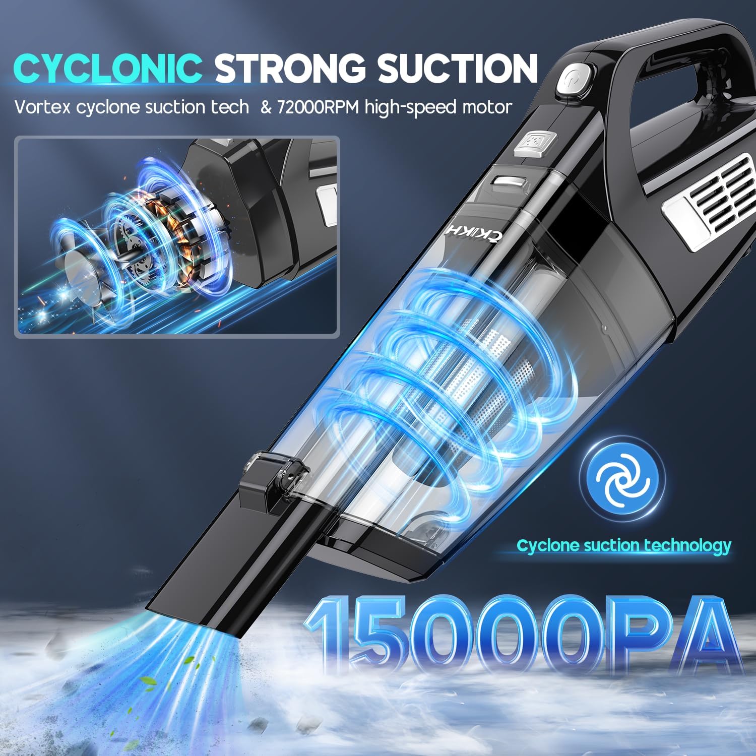 Detalle 2 de CKIKH Handheld Vacuum 15,000Pa