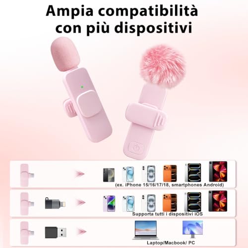 Thumbnail 2 de Uewpv 2026 Microfono lavalier wireless rosa – guida all’acquisto