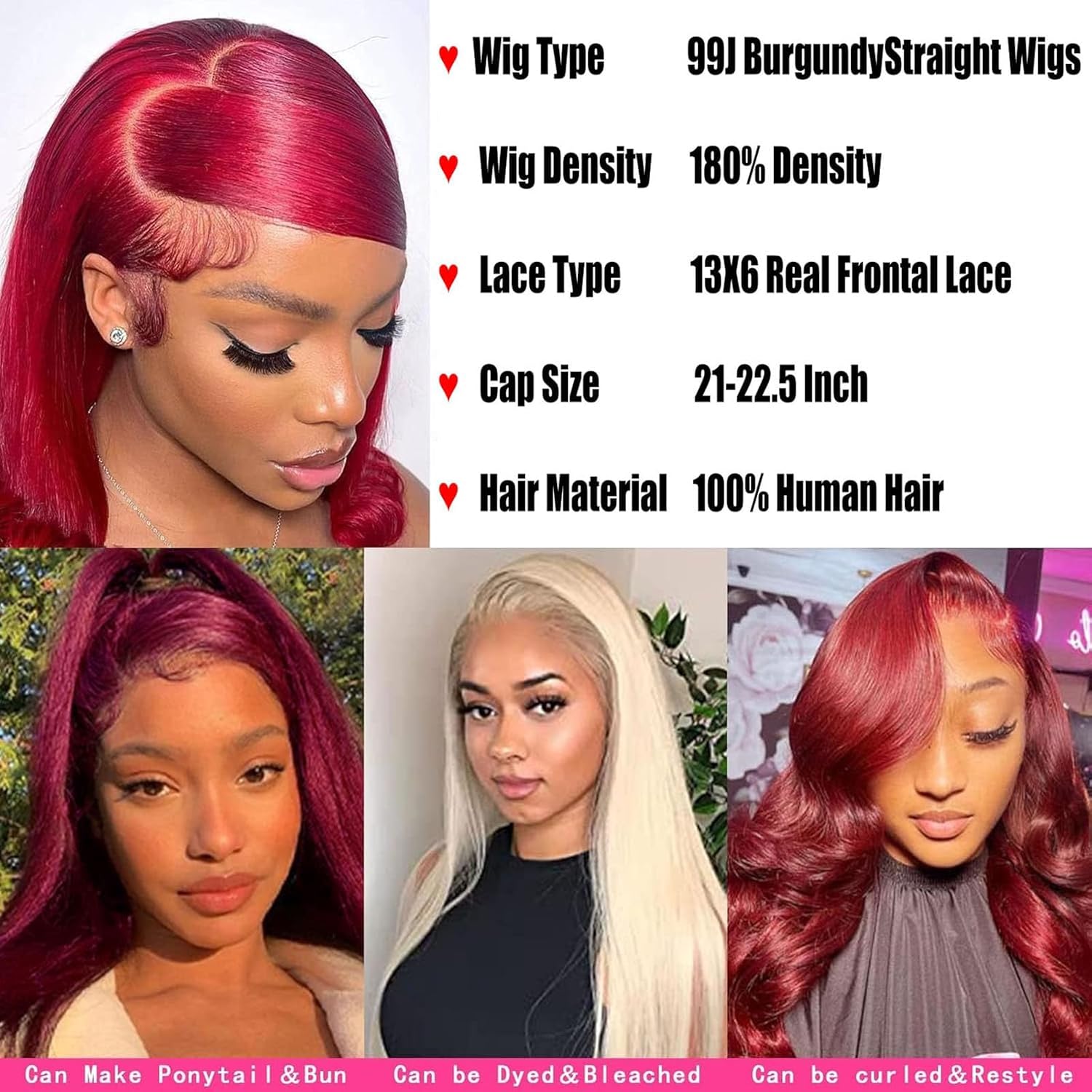 Detalle 2 de Fiumer Burgundy Wig 28inch 💇♀