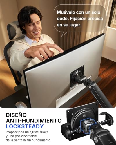 Thumbnail 3 de HUANUO FlowLift Pro: Soporte monitor doble 13–32" con Brazo MechaSpring y montaje VESA sin herramientas