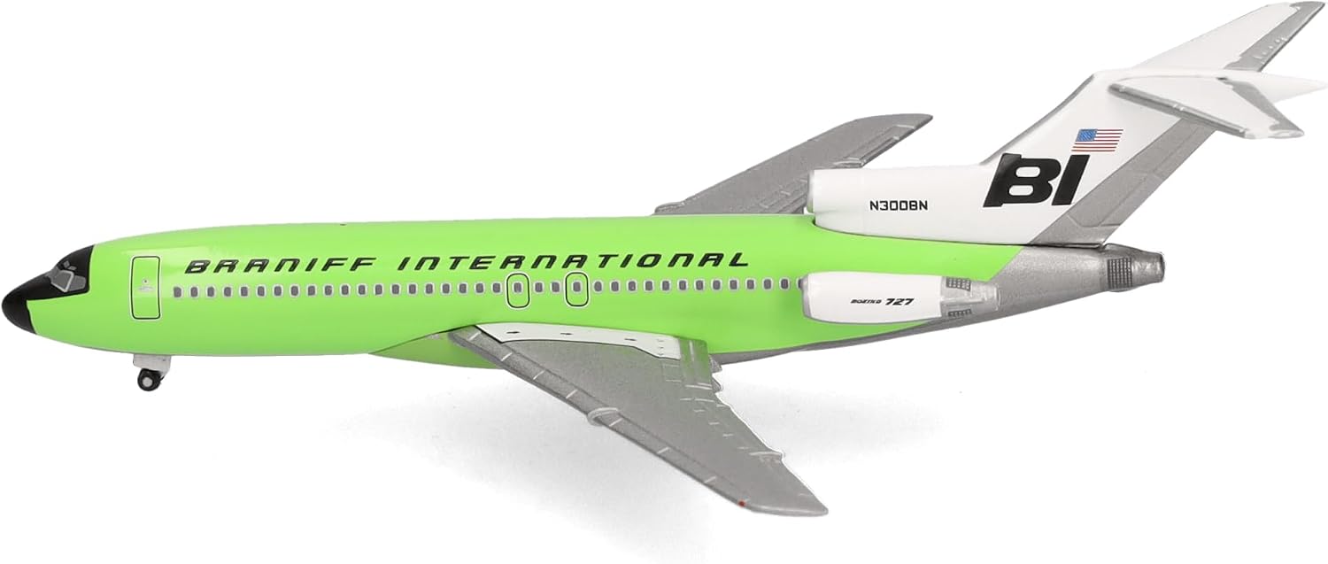 Detalle de Herpa 537988 Boeing 727-100 Braniff International, metalowy model 1:500