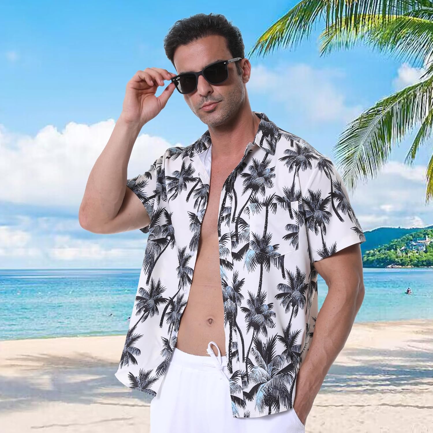 Thumbnail 5 de Danfiki Camisa Hawaiana Herren – Leichte Freizeithemden mit Kuba-Kragen