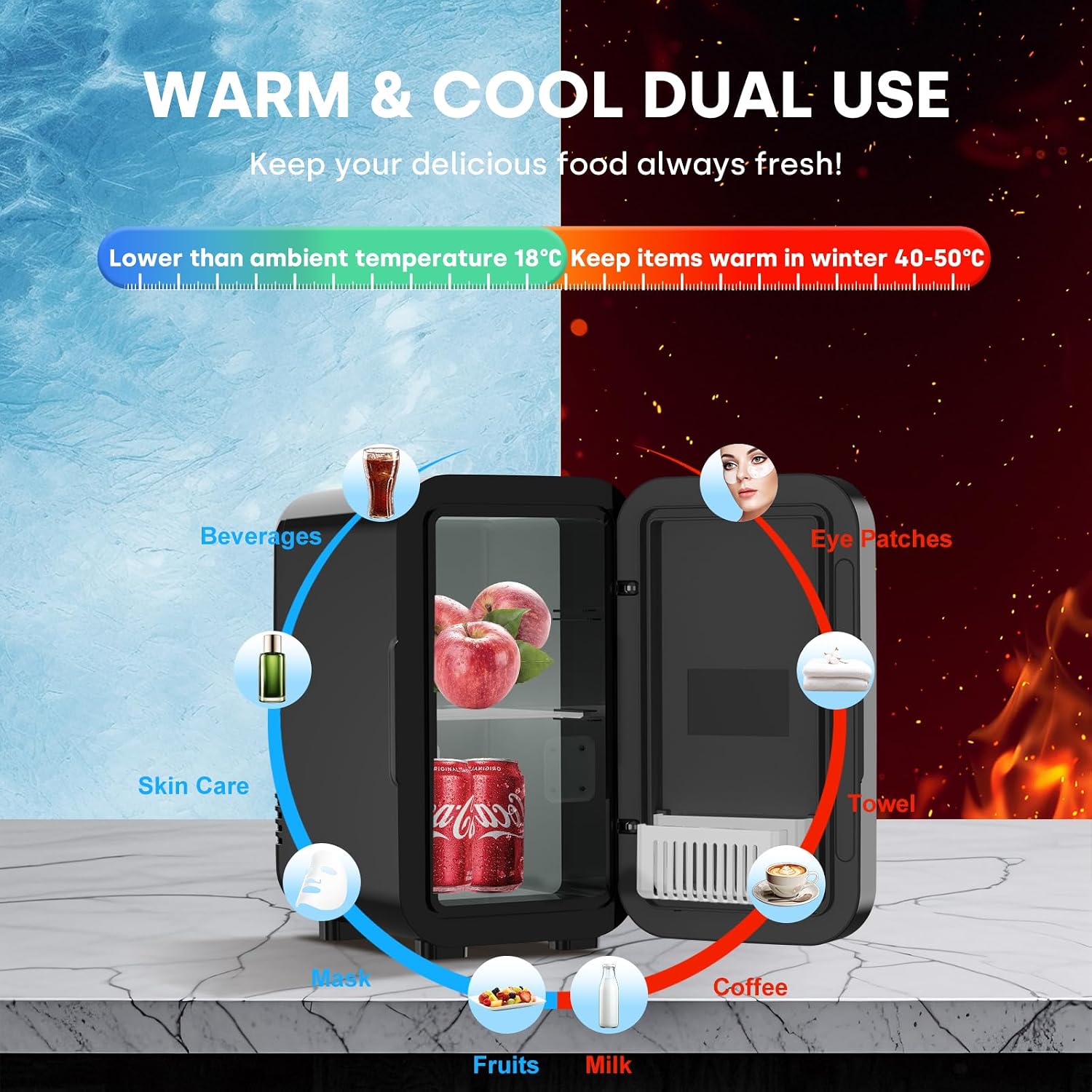 Detalle 2 de Enventor 6 Litre Mini Fridge – Portable Cooler and Warmer (AC + 12V DC)