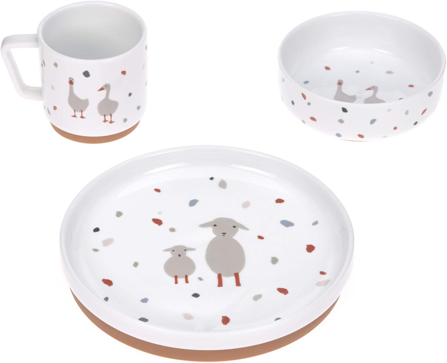 Thumbnail 6 de LÄSSIG Happy Fruits Kindergeschirr-Set aus Porzellan (Teller, Schüssel & Tasse) mit Silikonring