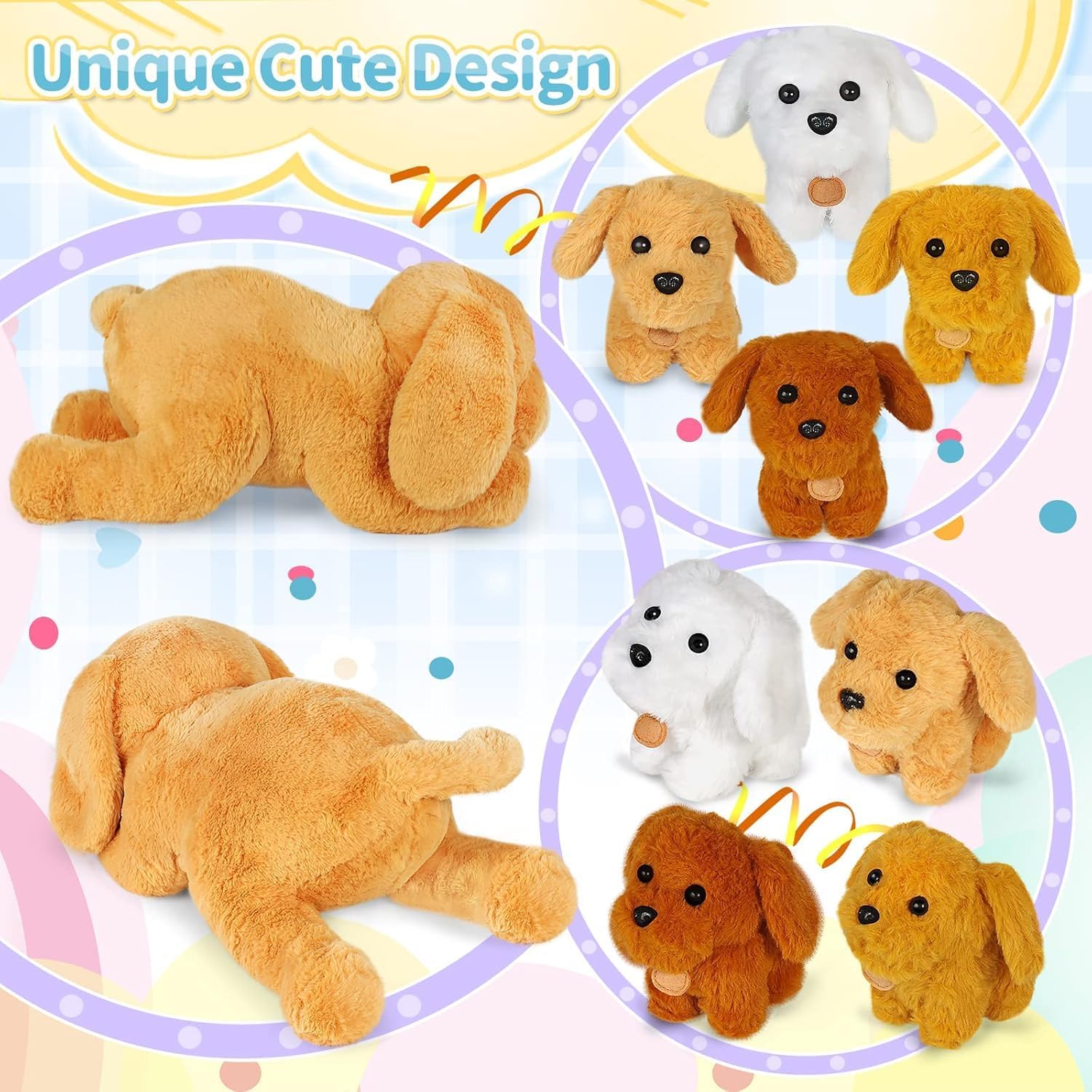 Detalle de KMUYSL Mommy Dog with 4 Baby Puppies Plush Toy Set